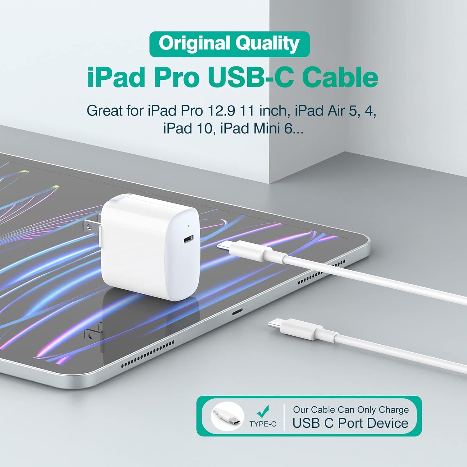 IFEART USB C to USB C Cable for MacBook Air MacBook Pro Charger, iPad Pro 13 12.9 11 inch, iPad Air 5 4, Mini 6, iPhone 16 15 Pro Max Plus, Pixel, USBC Type C Fast Charging Cord 6.6FT - Image 5
