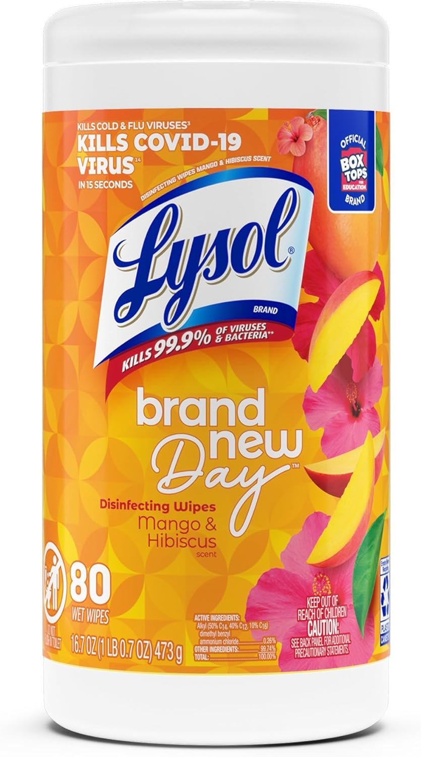 Lysol Brand New Day Disinfecting Wipes - Mango Scent - 80 / Canister - 6 / Carton - White - Image 3