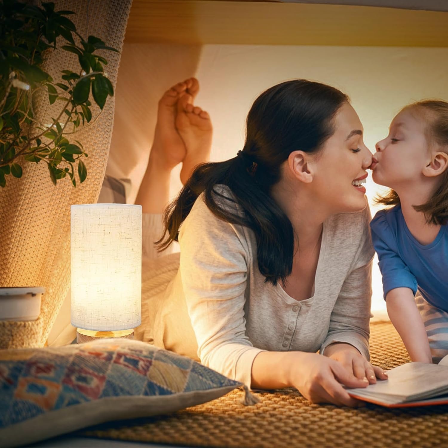 Table Lamp for Bedroom - Small Beside Lamps for Night Stands Home Office - Minimalist Design Warm Light Mini Boho Lamp - Fits in Kids,Living,Nursey Room,College Dorm - Awesome Gift Choice - Image 3