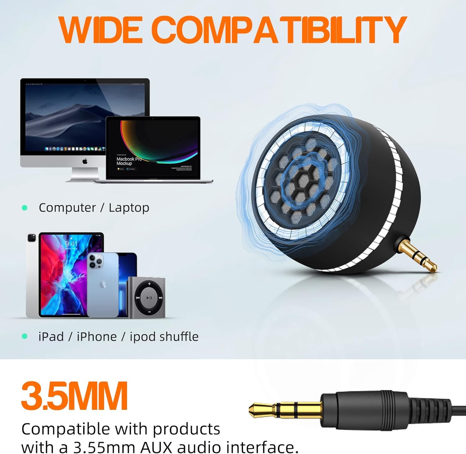 Mini Portable Speaker, 3W Mobile Phone Speaker Line-in Speaker with 3.5mm AUX Audio Interface for Smartphone/Tablet/Computer - Image 7