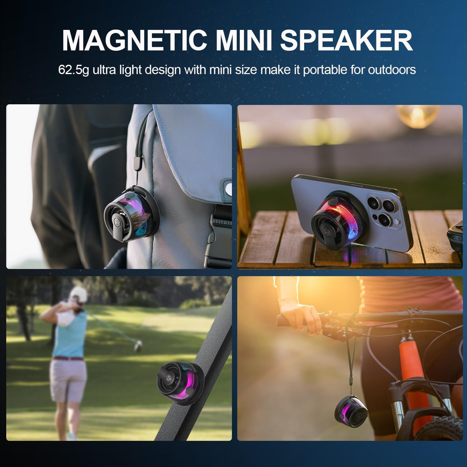 Edifier G200 Magnetic Bluetooth Speaker - Gifts Ideas - Phone Stand Bluetooth Speaker Magnet to iPhone, Android, Golf Cart & Anything Metal - Small Portable Speaker with RGB for Camping, Party, Desk - Image 3