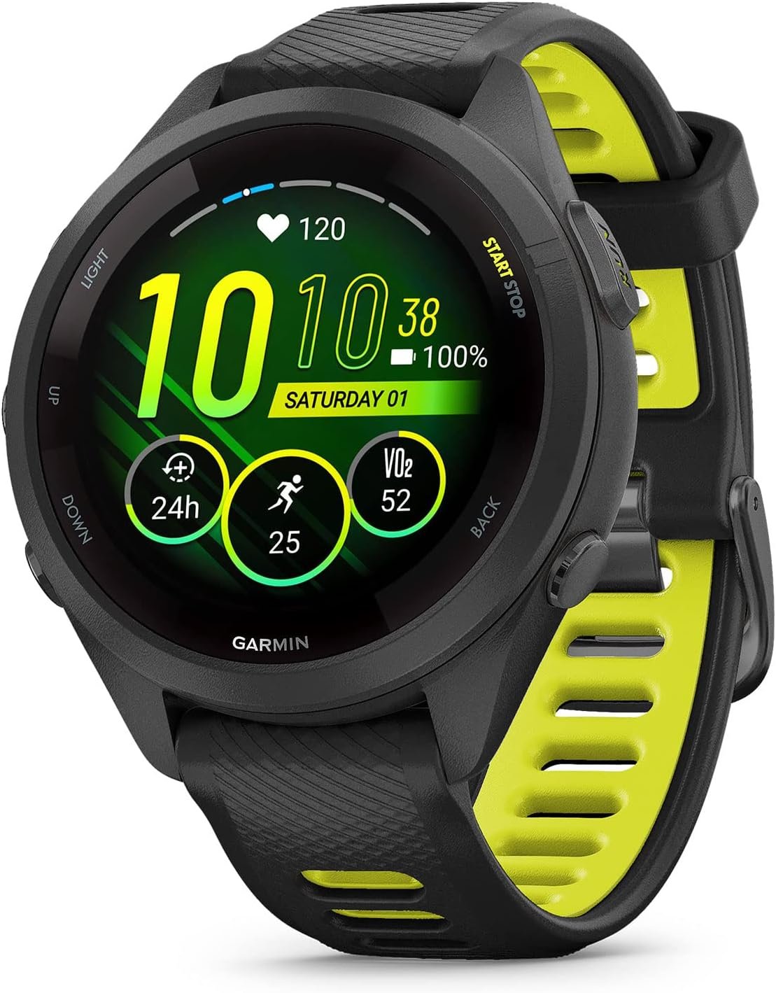 Garmin Forerunner 265S Running Smartwatch, Colorful AMOLED Display, Training Metrics and Recovery Insights, Black and Amp Yellow, 42 mm - Image 2