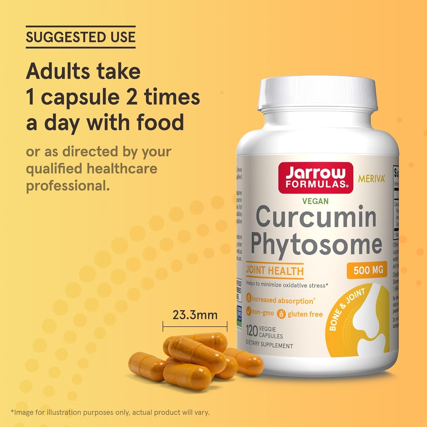 Jarrow Formulas Curcumin Phytosome 500 mg - 120 Veggie Capsules - Formulated with Meriva - Antioxidant Support Supplement - Joint Health & Support - 60 Servings - Image 8