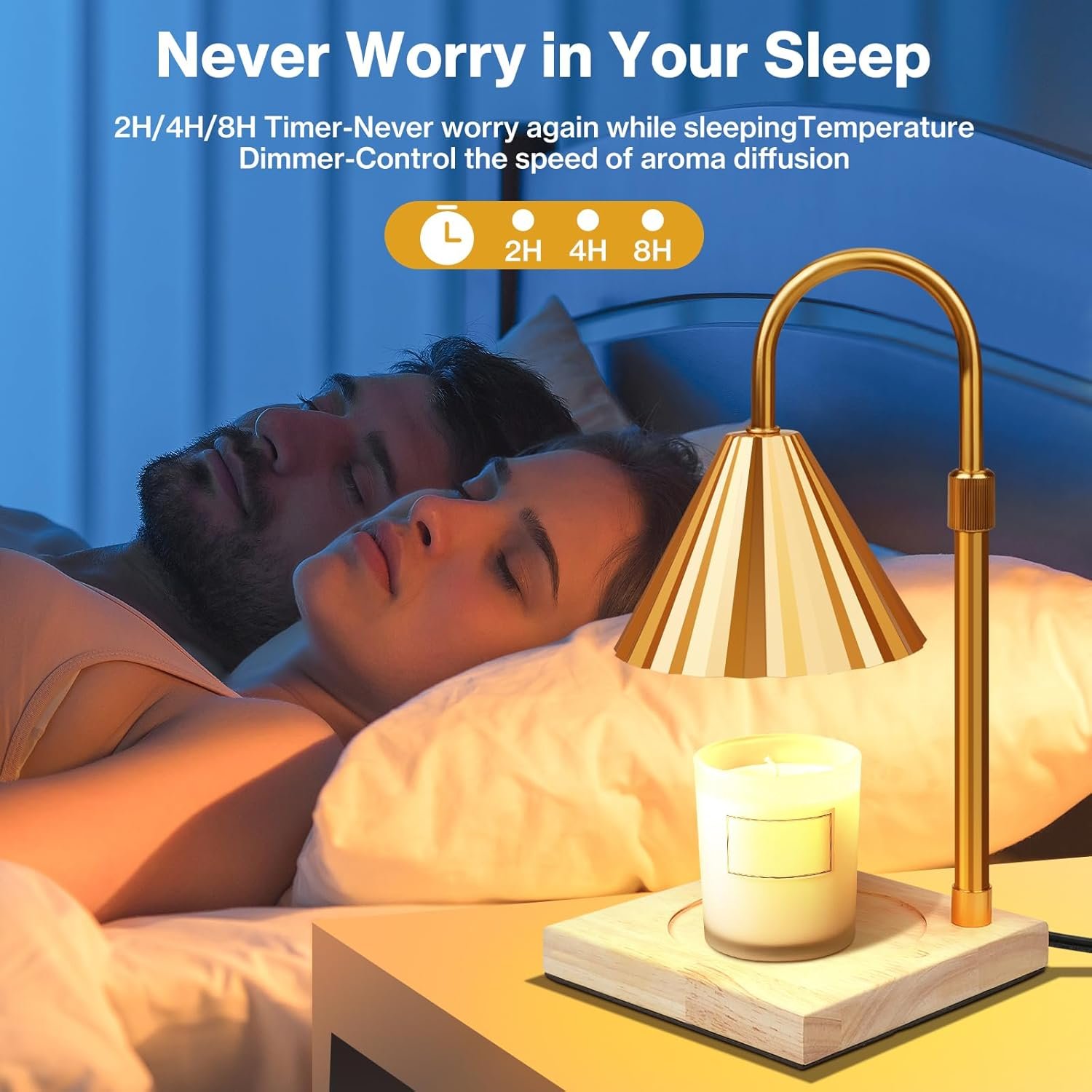 Cadrim Candle Warmer Lamp, Adjustable Height Dimmable Candle Lamp Warmer with 2 Bulbs 2H/4H/8H Timer Electric Wax melt Warmer Electric Candle Warmer for Bedroom Home Decor Christmas Festival Gift - Image 7