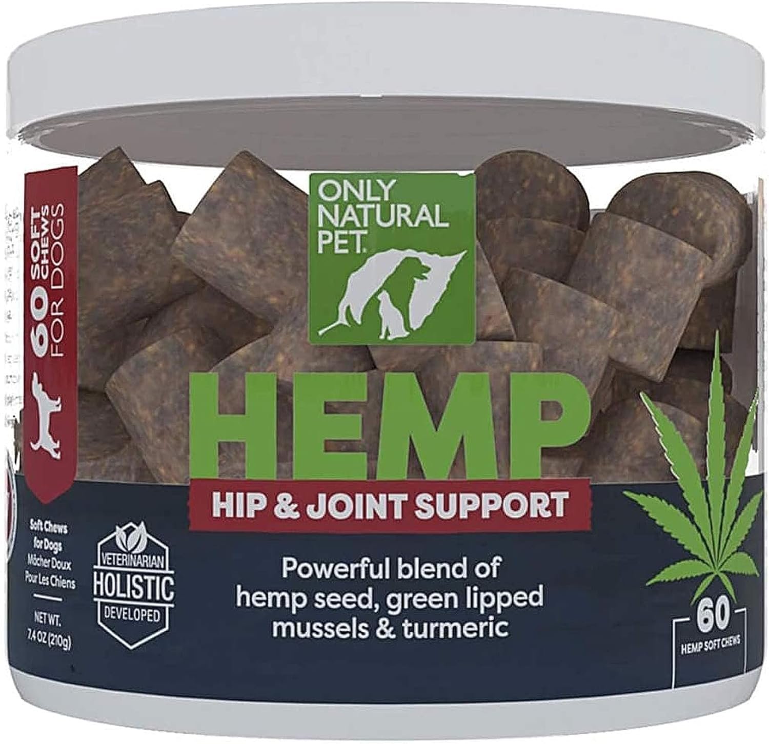Only Natural Pet Hemp Hip & Joint Support for Dogs - Supplement for Mobility Wellness Pain Relief Healthy Inflammatory & Bone Stiffness - Chews w/Fatty Acid Blend Mussels & Turmeric - 60 Count - Image 2