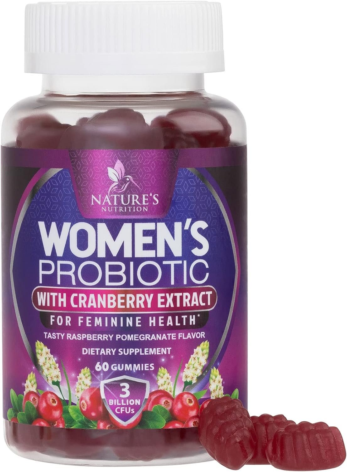 Probiotic Gummy for Women - Digestive Health Support, 3 Billion CFU Womens Probiotic for Vaginal pH, Urinary & Immune Support, 6 Diverse Strains w/ Cranberry, Non-GMO Probiotics - 60 Gummies - Image 2