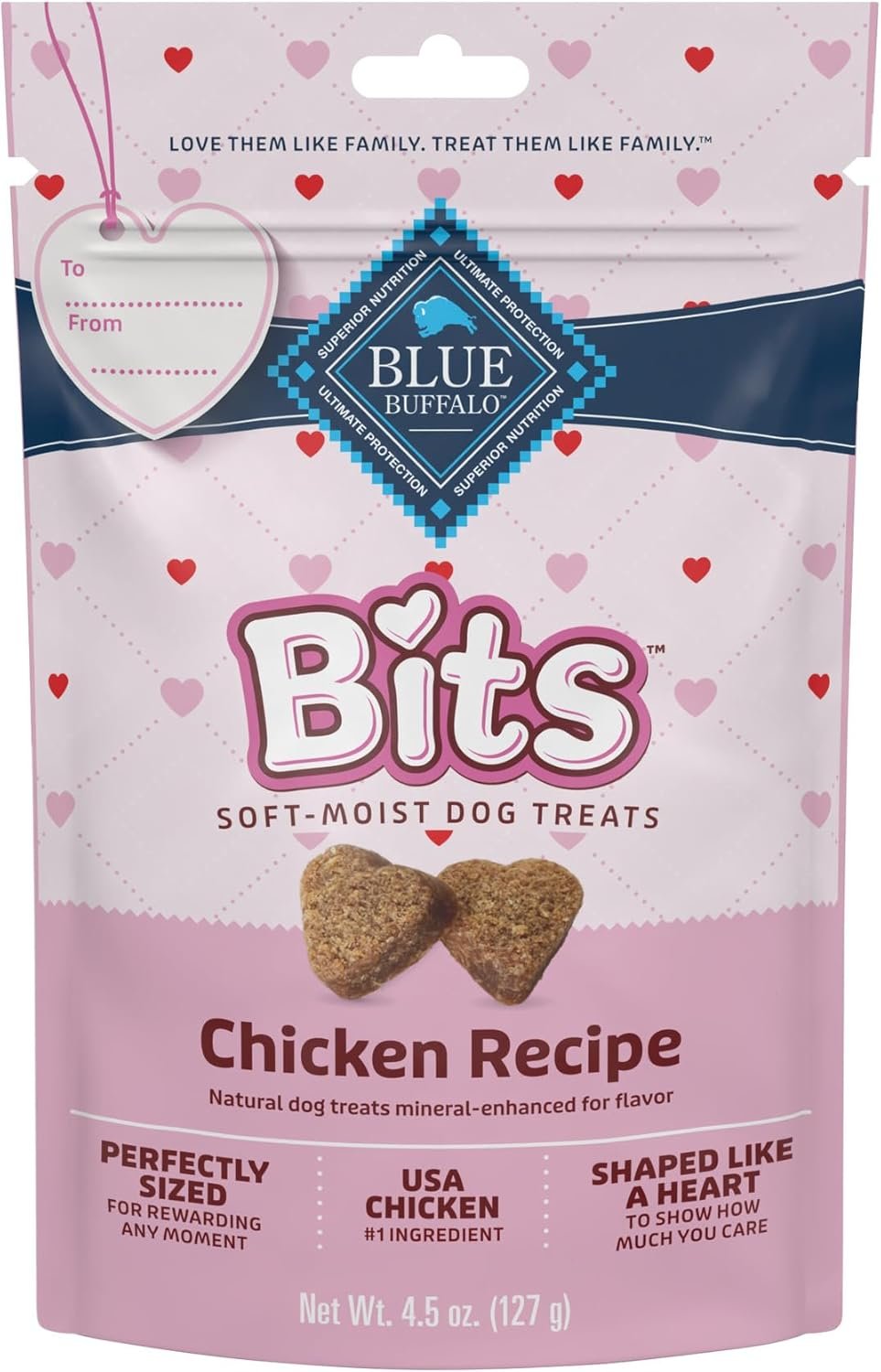 Blue Buffalo Valentine's Day Edition Bits Dog Training Treats, Chicken Recipe, 4.5-oz Bag - Image 2