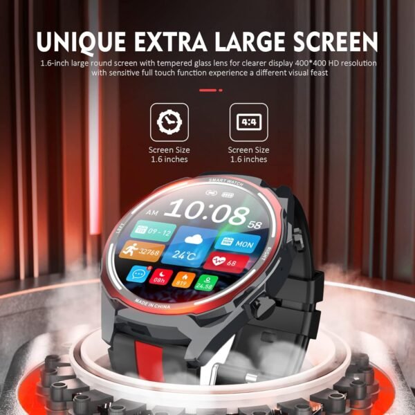 1.6 Inch Large Screen Smartwatch, 60 Days Extra Long Standby Large Men Smartwatch (Receive/Dial Calls), Android iOS Fitness Tracker with Heart Rate Sleep Monitor Sport Waterproof - Image 3