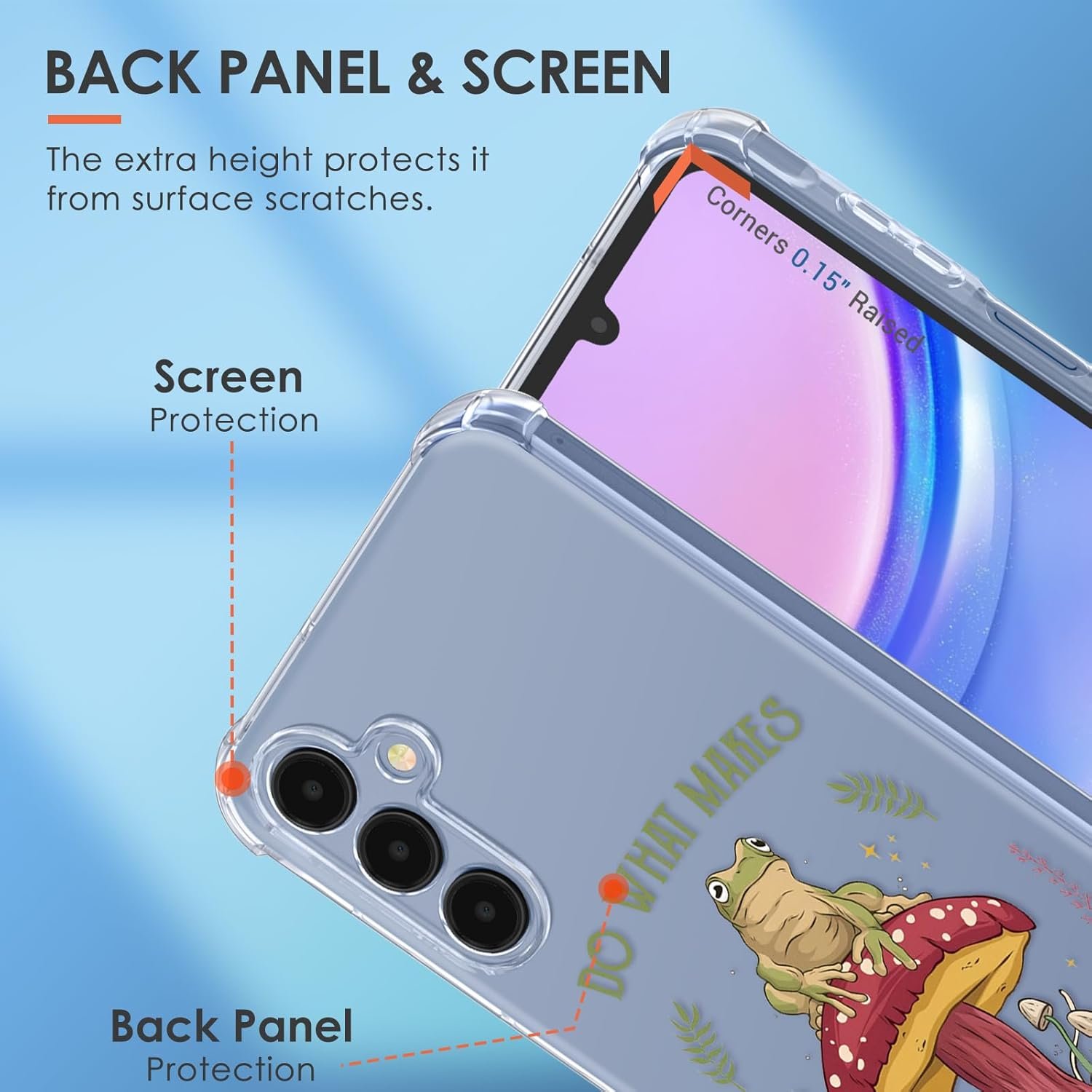 Buleens for Samsung Galaxy A14 5G Case 6.6 Inch - Clear Flexible TPU Women Girls Cute Protection Phone Cover Slim Fit Shockproof Girly Cartoon Design Pattern for Samsung A14 5G Case, Frog - Image 7