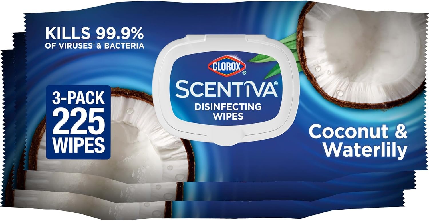 Clorox Scentiva Wipes, Bleach Free Cleaning Wipes, Household Essentials, Pacific Breeze & Coconut, 75 Count (Pack of 3) - Image 2