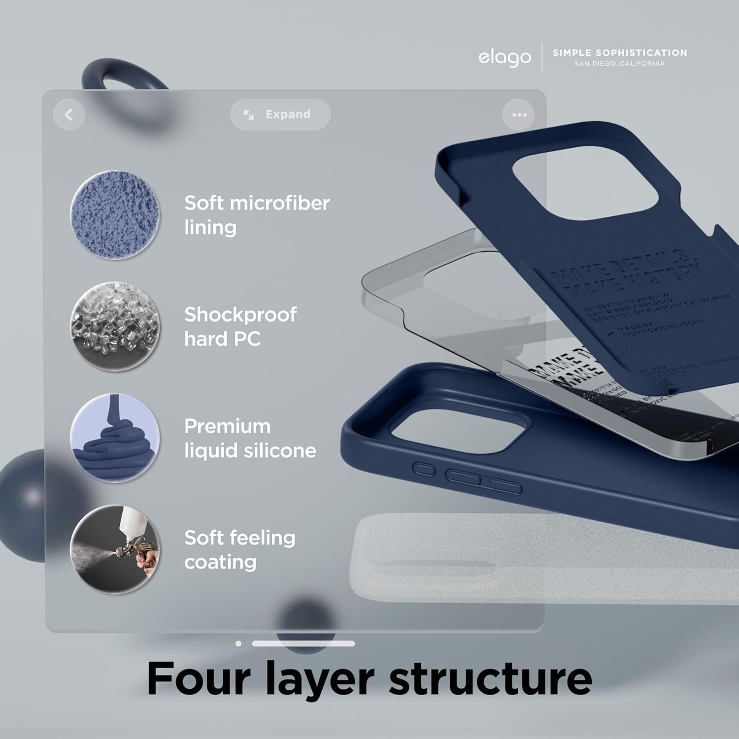 elago Compatible with iPhone 15 Pro Case, Liquid Silicone Case, Full Body Protective Cover, Shockproof, Slim Phone Case, Anti-Scratch Soft Microfiber Lining, 6.1 inch (Jean Indigo) - Image 5
