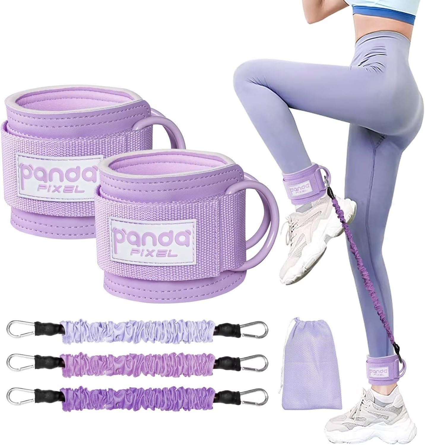Ankle Resistance Bands with Cuffs, Ankle Weights for Leg Butt, Ankle Resistance Band for Kickbacks Hip Fitness Training, Glutes Workout Equipment - Image 2