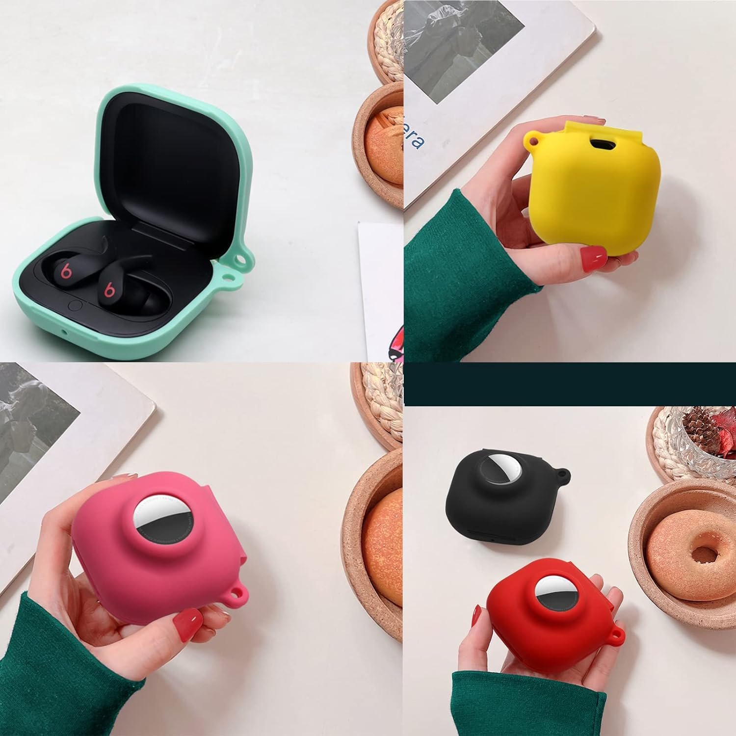 Case Cover for Beats Fit Pro and Airtag,Premium Soft Skin Cover Shock-Absorbing,Anti-Scratch Protective Case with Keychain (Dark Green) - Image 5