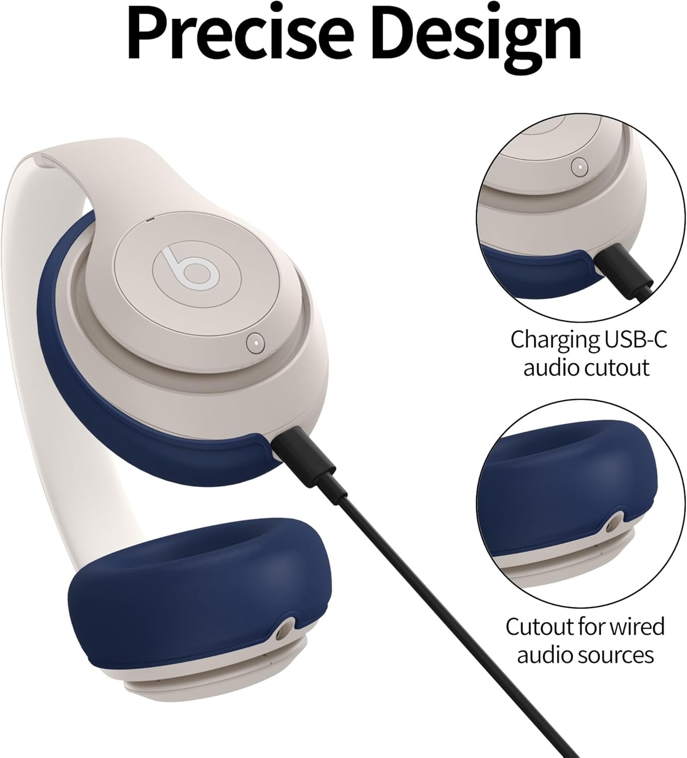 Silicone Case Compatible with Beats Studio Pro, Silicone Ear Pads Cover Protector Headband Cover, Anti-Scratch, Washable Protective Cover for Beats Studio Pro Ear Pads - Navy - Image 5