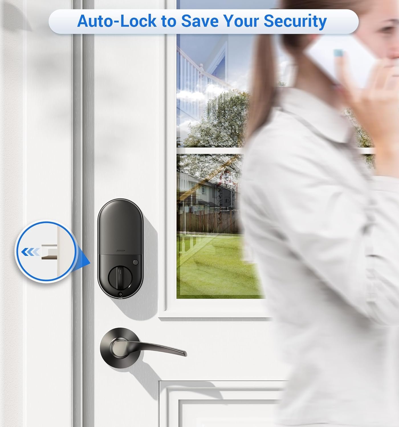 Veise Smart Locks for Front Door, 2 Lever Handles, Fingerprint Keyless Entry, App Control Biometric Door Lock Set, Electronic Digital Touchscreen Keypad Deadbolt, Easy Install, Auto Lock, Matte Black - Image 4