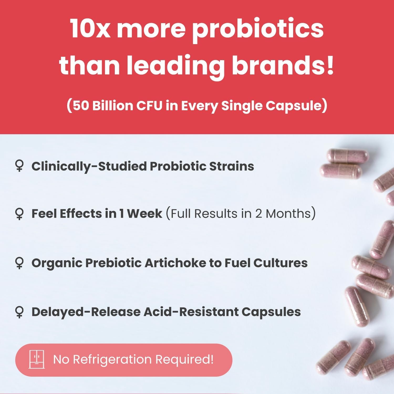 Vaginal Probiotics for Women pH Balance | 50 Billion CFU Womens Probiotic + Cranberry Pills for Vaginal Health, Healthy Odor, Yeast, Urinary Tract | Vegan Women's Probiotics and Prebiotics Supplement - Image 4