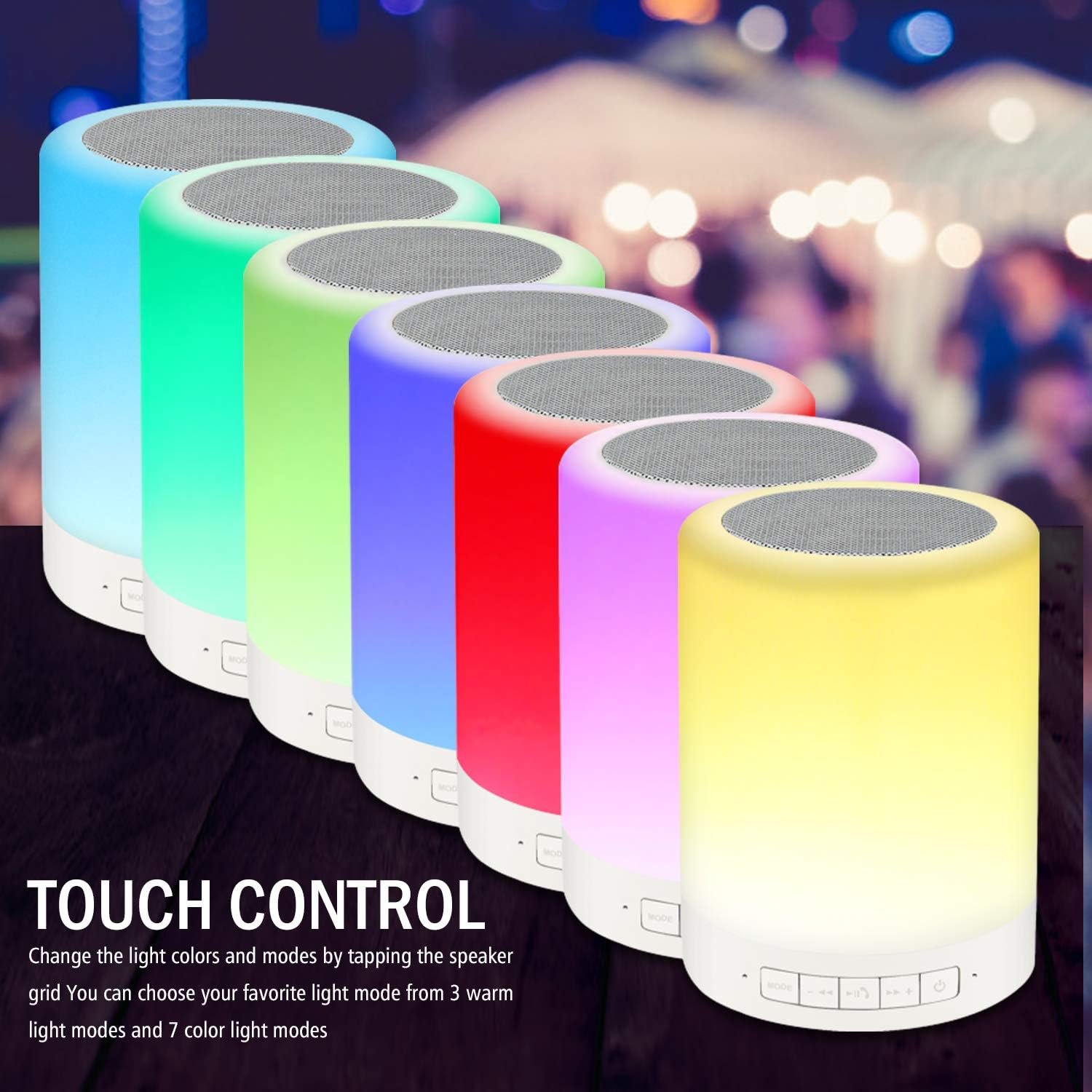 Night Light Bluetooth Speaker Wireless Portable Smart Touch Control Bedside Table Lamp with Colorful Led, Best Gift for Teens Kids Children Students Girlfriend Boyfriend Women Men - Image 5