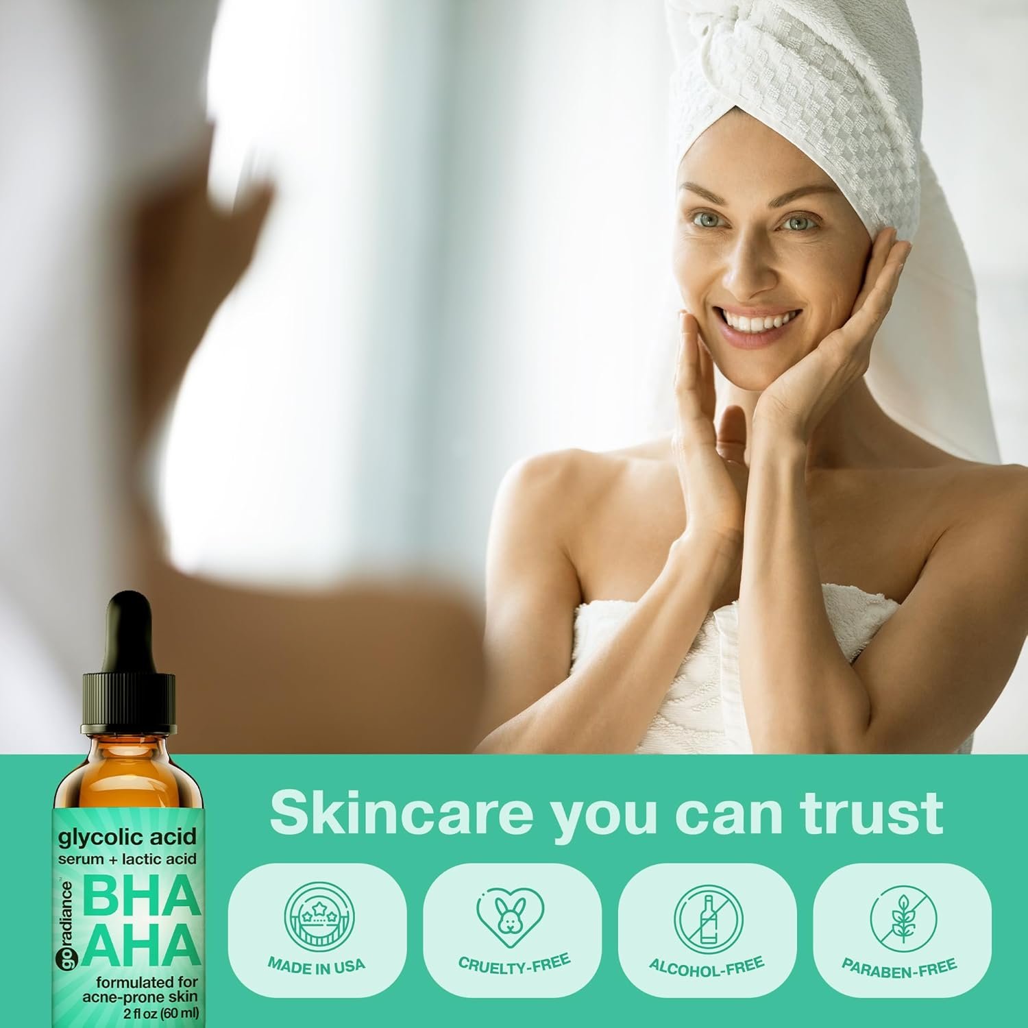 2X BIGGER 2OZ, Go Radiance 5% Glycolic Acid Serum, Salicylic Acid Serum for Acne-prone Skin, BHA Liquid Exfoliant, AHA Peel Lactic Acid Serum, Gentle Glycolic Acid Peel For Oil Control & Pore Reducer - Image 7