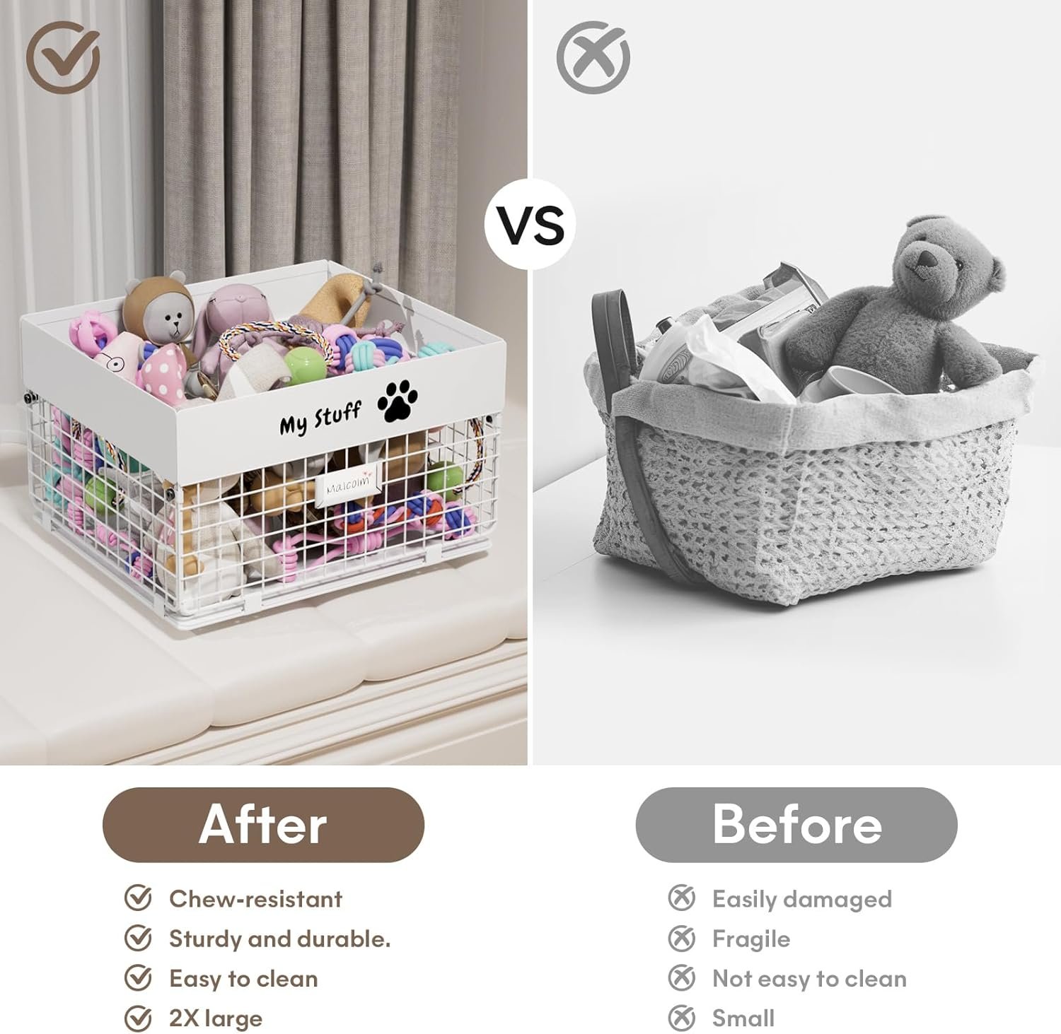 Dog Toy Box- Metal Large Dog Toy basket for Small Dog - Dog Toy Storage Bin for Pet - Personalized Large Dog Toy Basket for Puppy and Pet- Dog Toy Organizer Holder Boxes for Living Room - Image 3