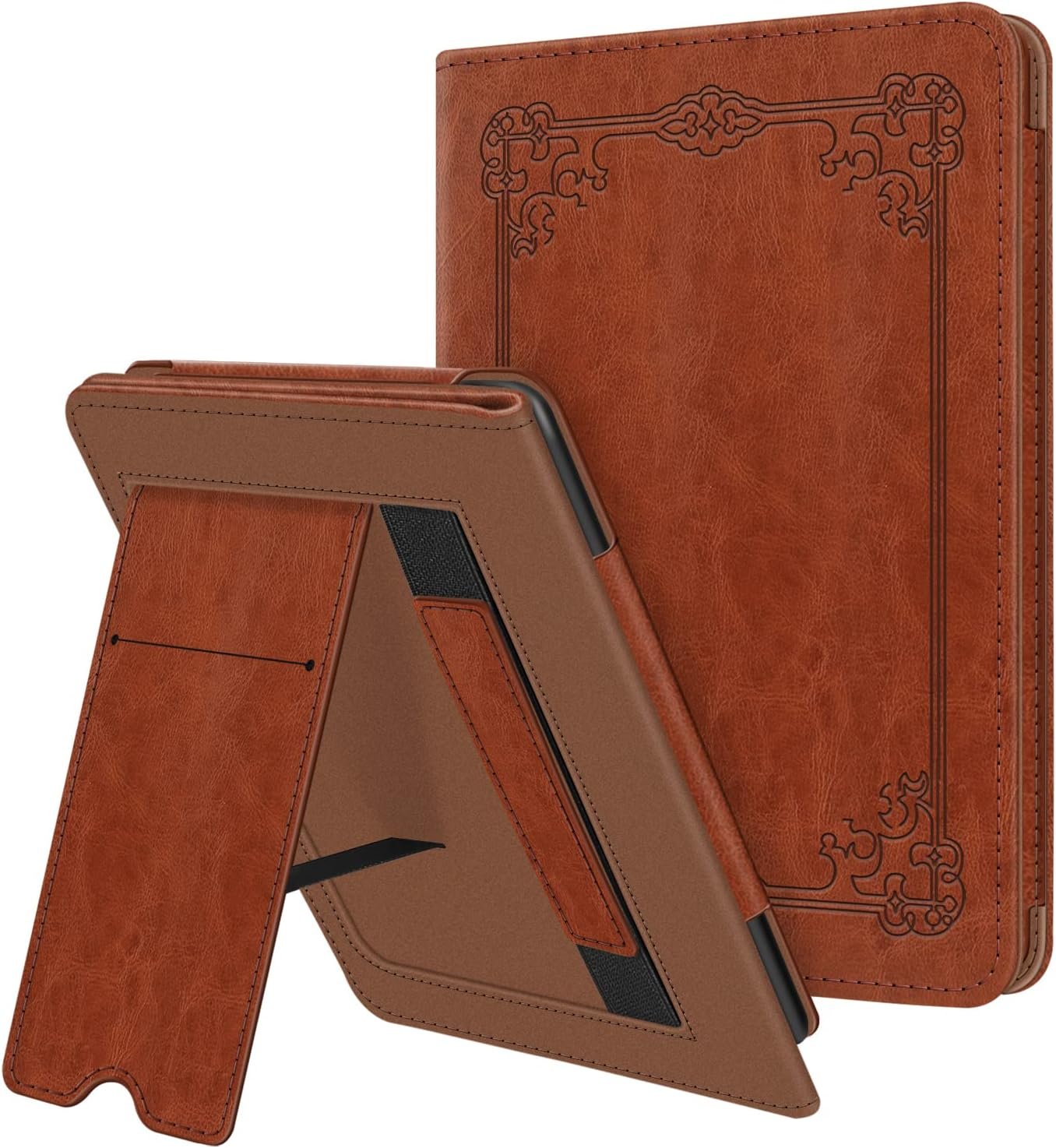 Fintie Stand Case for 6" All-New Kindle (11th Generation-2024/2022 Release) - PU Leather Cover with Auto Sleep/Wake Card Slot & Hand Strap for Kindle 2024/2022 11th Generation e-Reader, Vintage Brown - Image 2