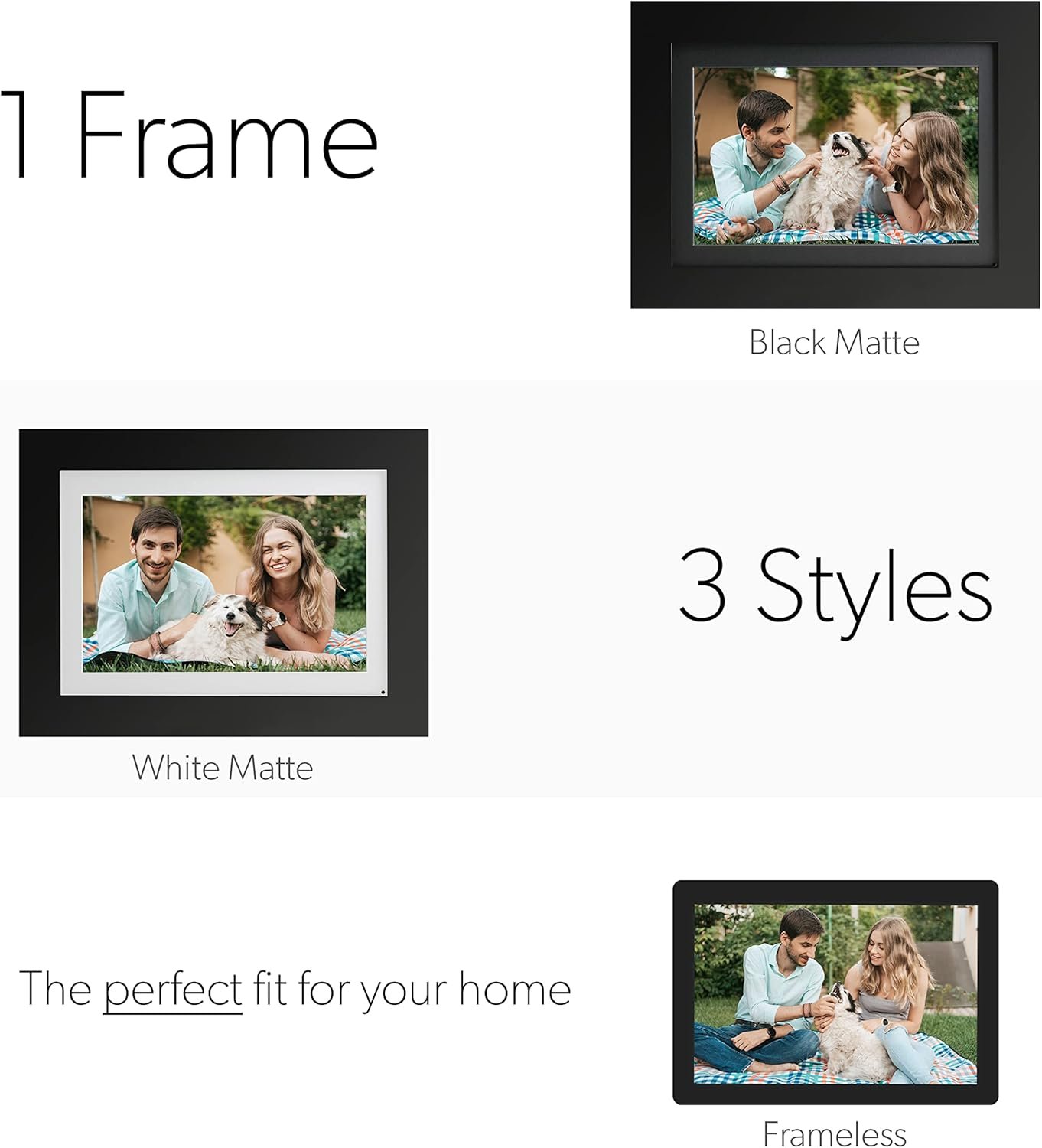 Brookstone PhotoShare 8” Smart Digital Picture Frame, Send Pics from Phone to Frames, WiFi, 8 GB, Holds 5,000+ Pics, HD Touchscreen, Premium Black Wood, Easy Setup, No Fees - Image 5