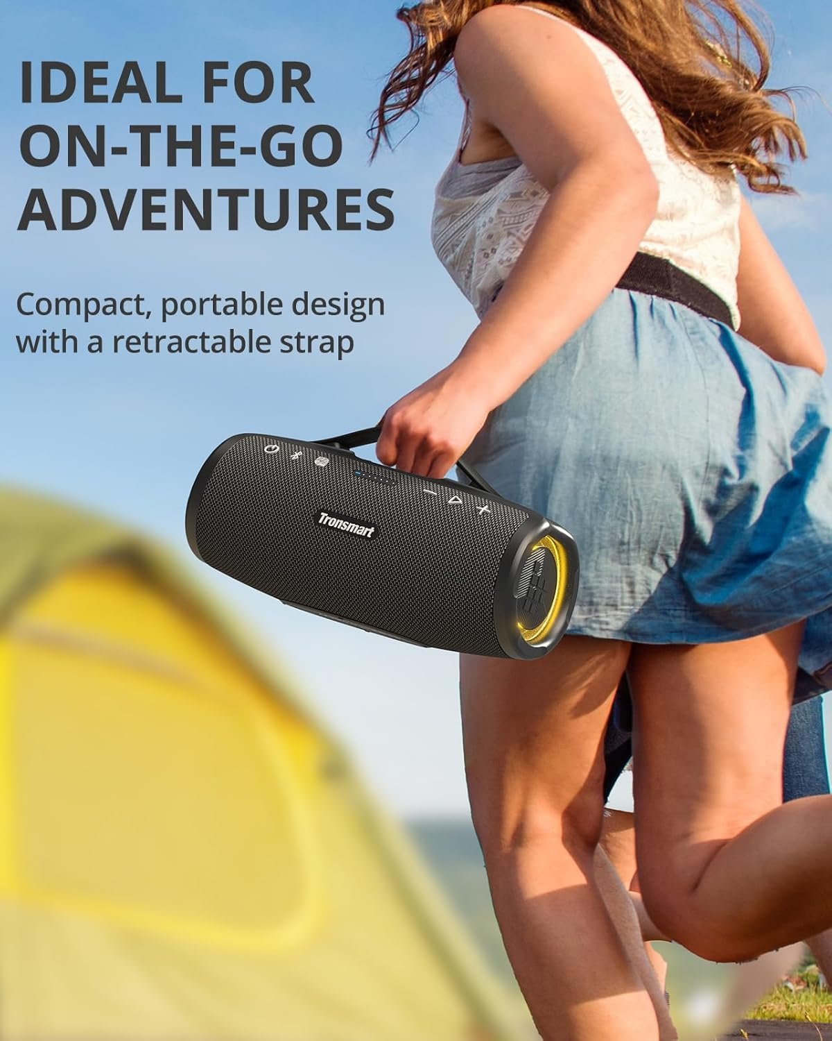Tronsmart Mirtune S100 Portable Bluetooth Speaker, 50W Punchy Bass &Clear Treble, Retractable Handle, 20H Playtime, IPX7 Waterproof, Customize EQ, Built-in Power Bank for Outdoor, Camping,Beach(Black) - Image 4