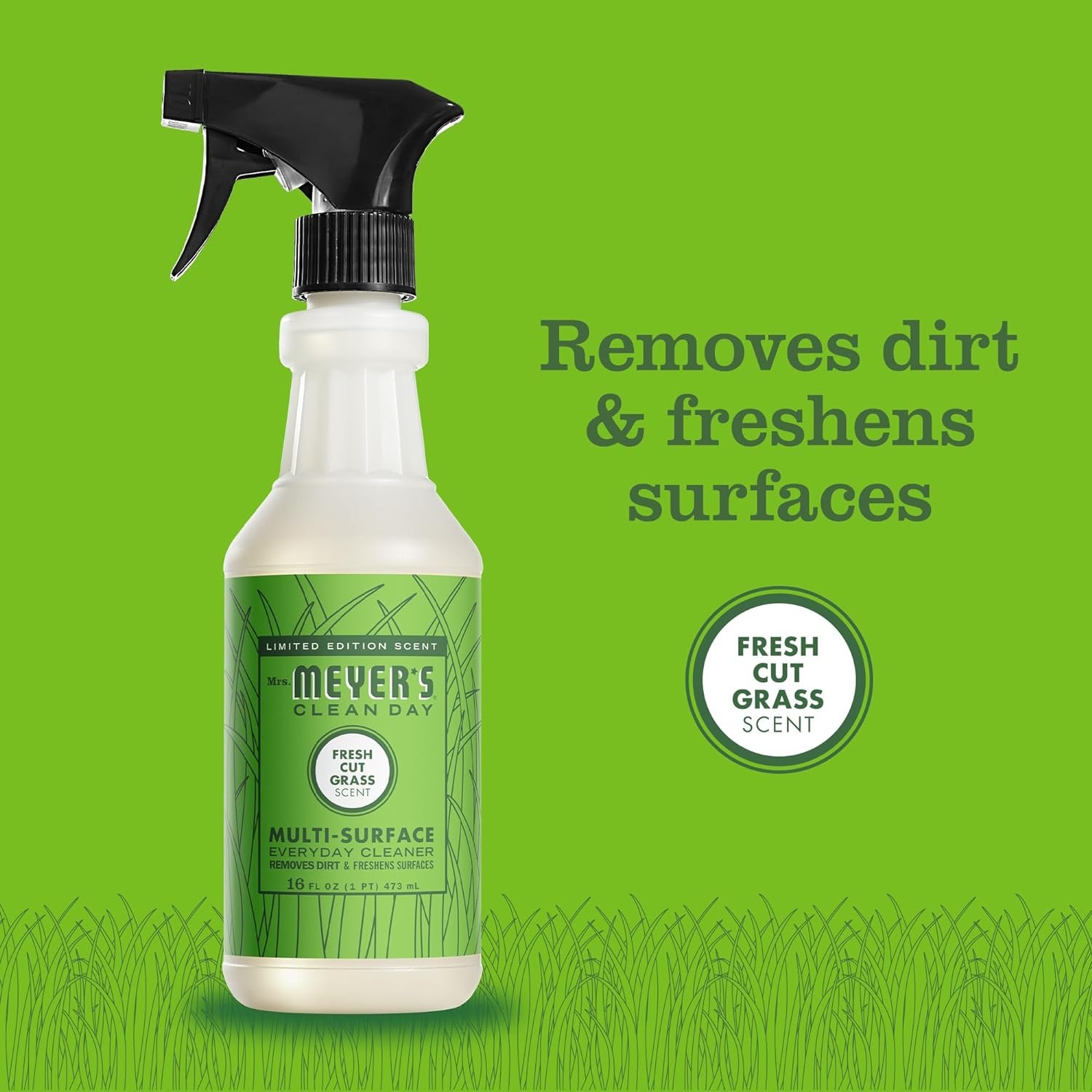 MRS. MEYER'S CLEAN DAY Multi-Surface Everyday Cleaner, Fresh Cut Grass Scent, 16 Ounce Bottle - Image 6