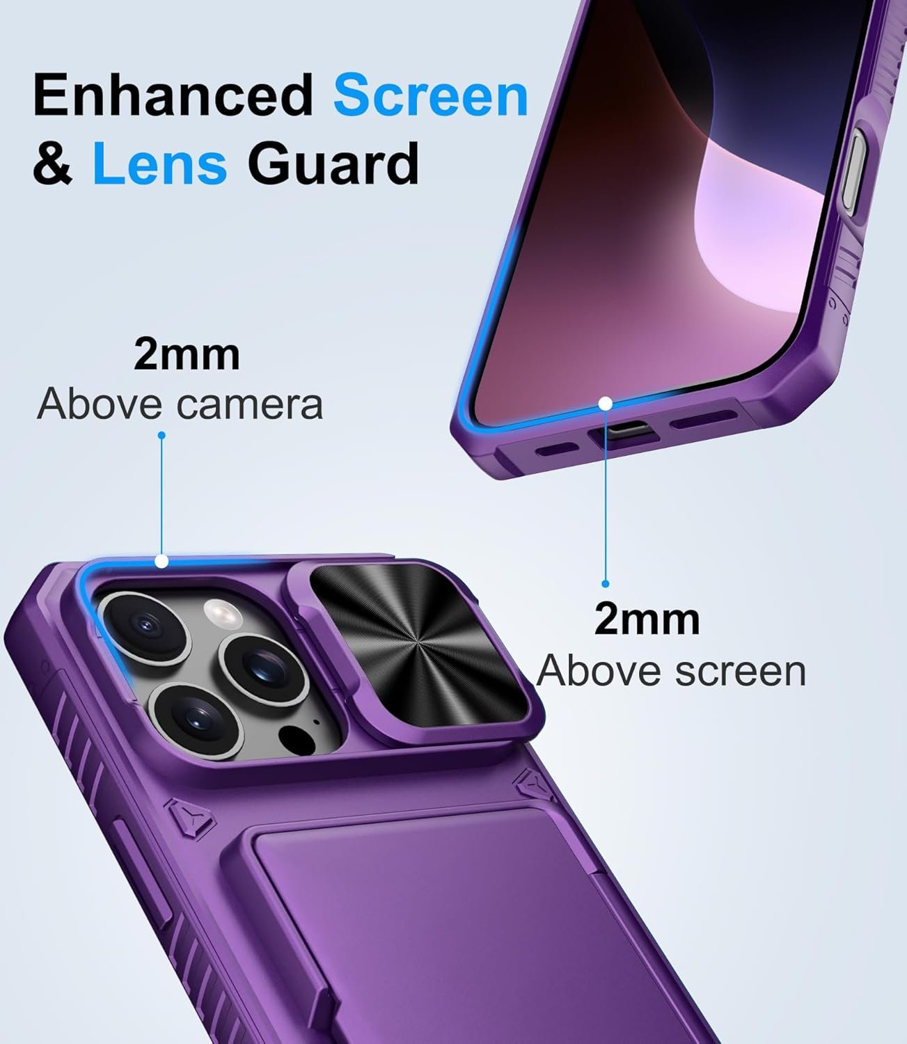 for iPhone 16 Pro Max Wallet Case with Camera Cover, Built-in Card Holder (4-5 Cards), Military Grade Protection, Heavy Duty Women Men Protective Phone Case for iPhone 16 Pro Max, Dark Purple - Image 7