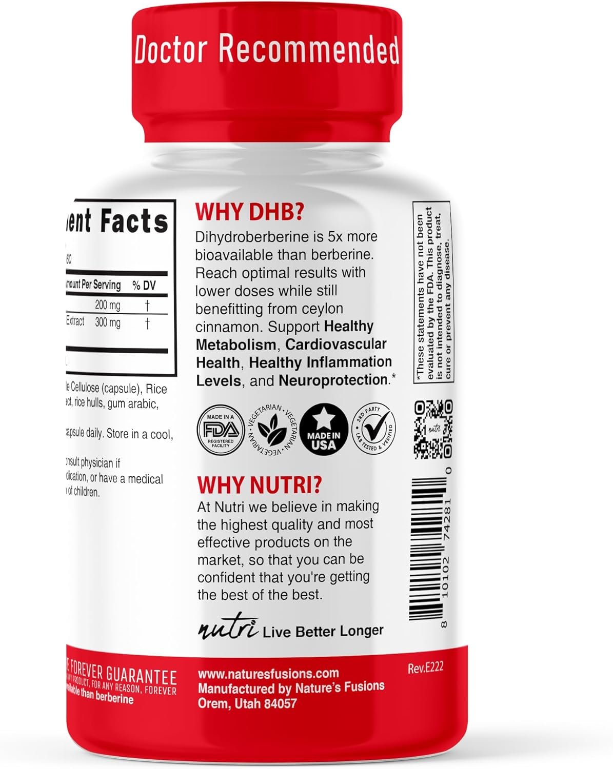 Dihydroberberine Supplement 200mg 60 Capsules - With Ceylon Cinnamon - 5X More Effective Than Regular Berberine HCL - Super Berberine with Ceylon Cinnamon - Dihydroberberine with Ceylon Cinnamon - Image 4