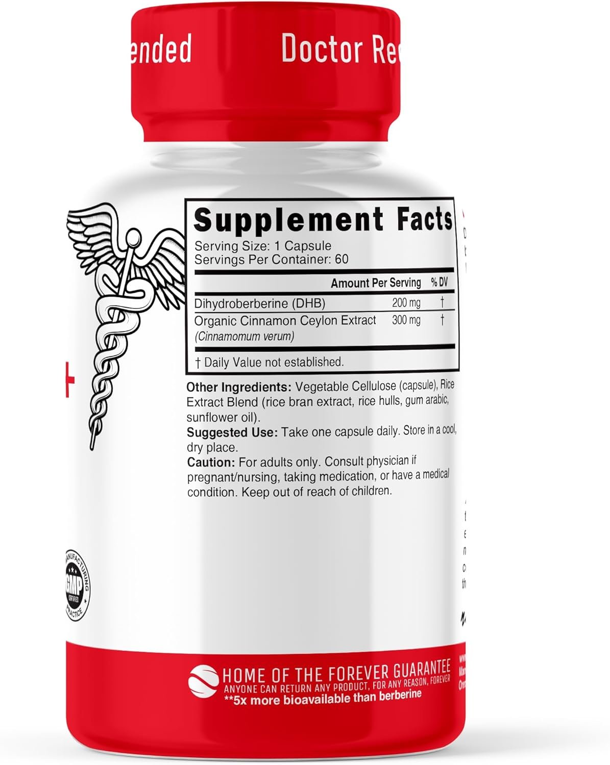 Dihydroberberine Supplement 200mg 60 Capsules - With Ceylon Cinnamon - 5X More Effective Than Regular Berberine HCL - Super Berberine with Ceylon Cinnamon - Dihydroberberine with Ceylon Cinnamon - Image 3