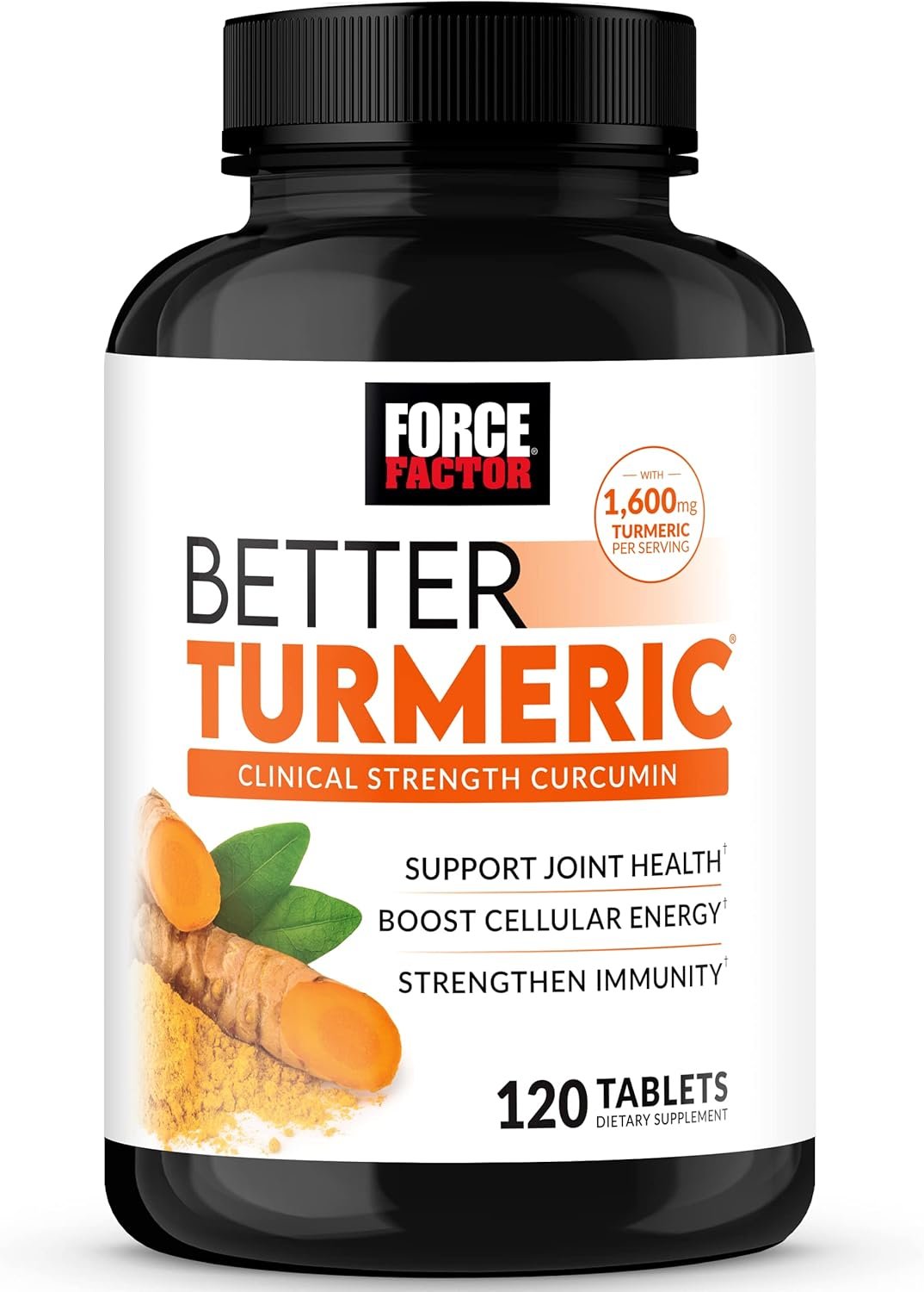 FORCE FACTOR Better Turmeric Curcumin 1600mg with Black Pepper & Ginger, Clinical Strength Joint Support Supplement, Superior Absorption, 120 Tablets - Image 2