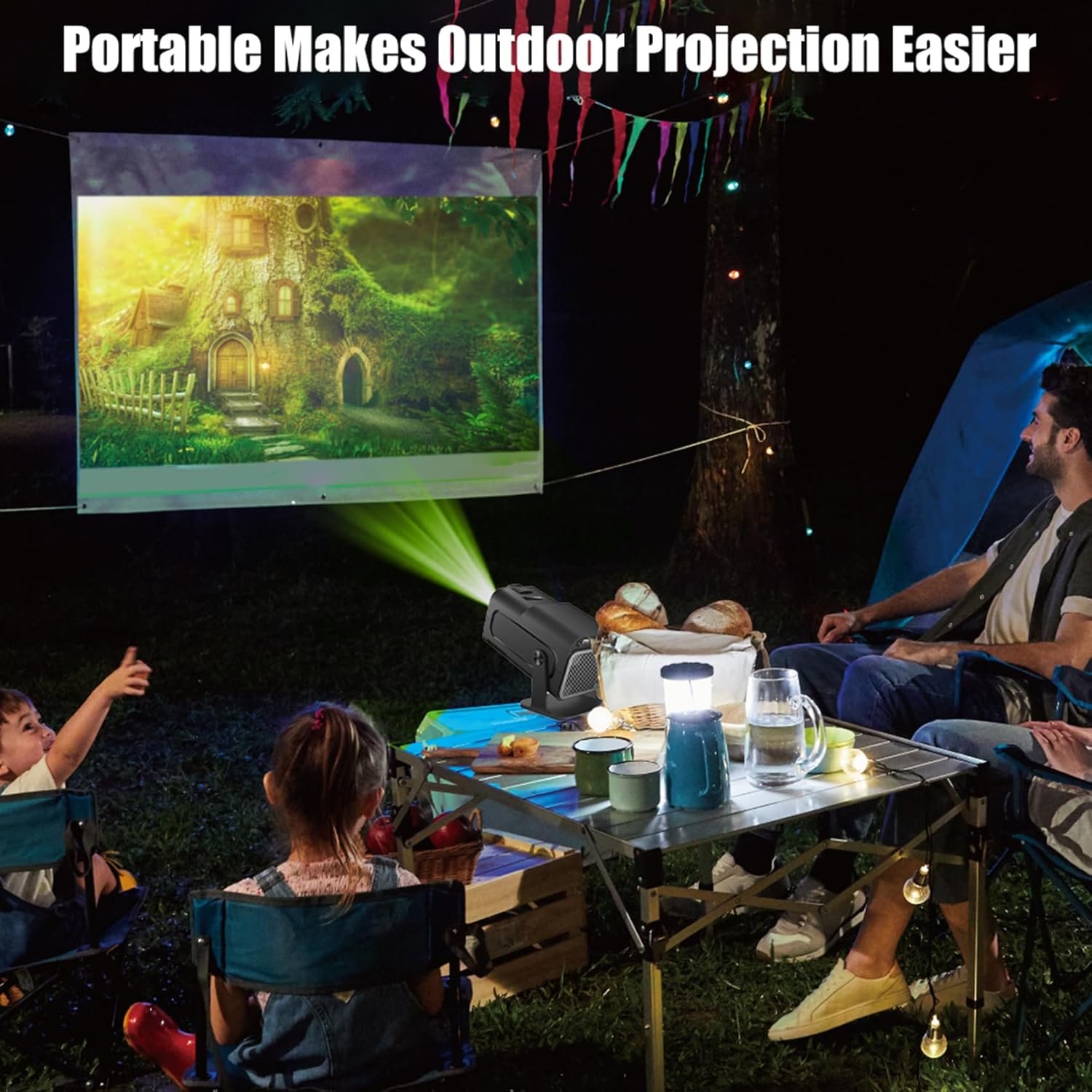 Projector with WiFi and Bluetooth, Mini Projector Portable 4K 1080P Full HD Support, Auto Keystone Correction Rotatable Wall Movie Projector for Bedroom Outdoor Phone HDMI USB Laptop - Image 9
