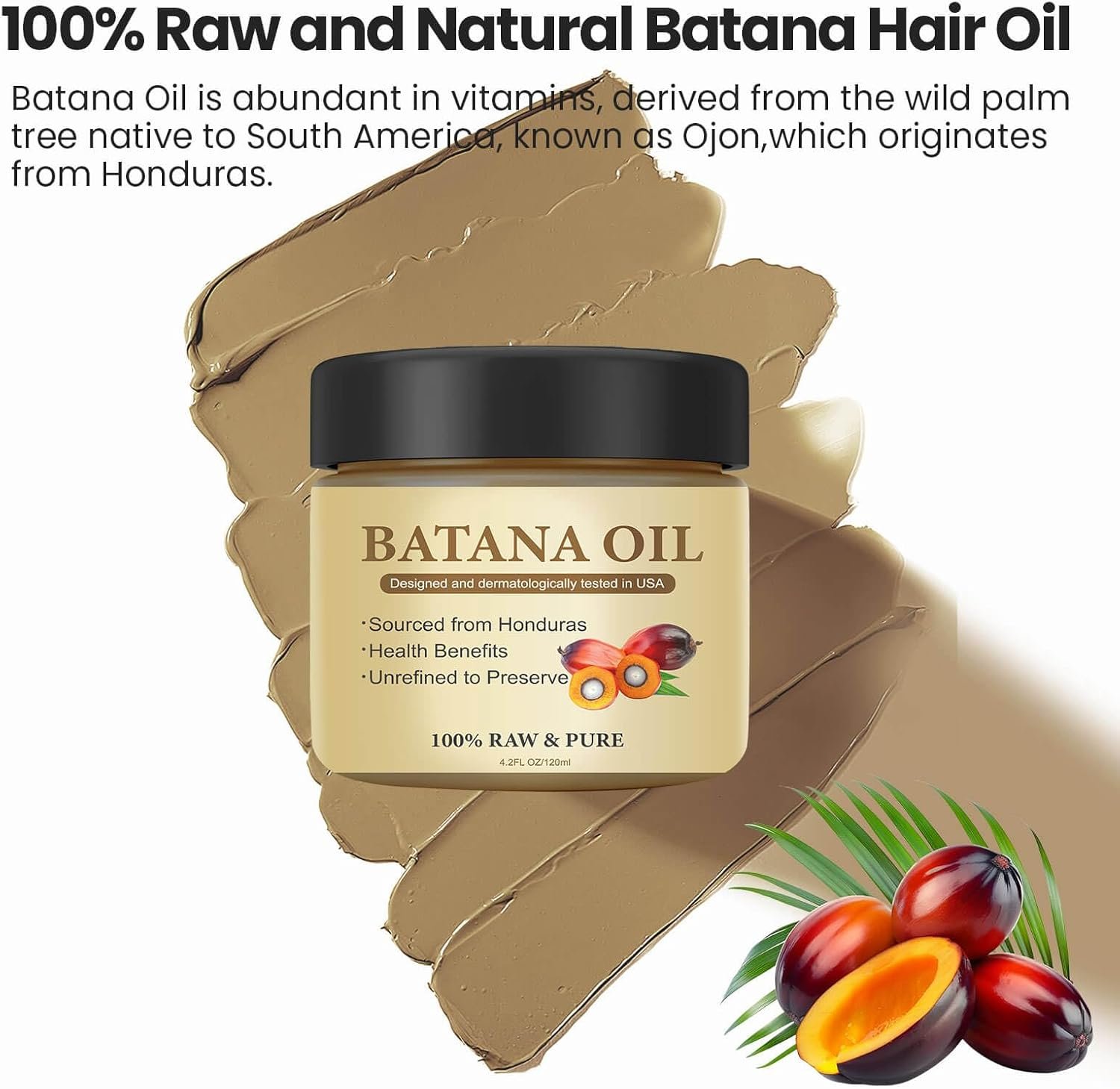 Raw Batana Oil from Honduras,Unrefined, Organic and Natural Ingredients - Promotes Hair Growth and Thickness for Men & Women, 100% Pure, 4.3 OZ - Image 3