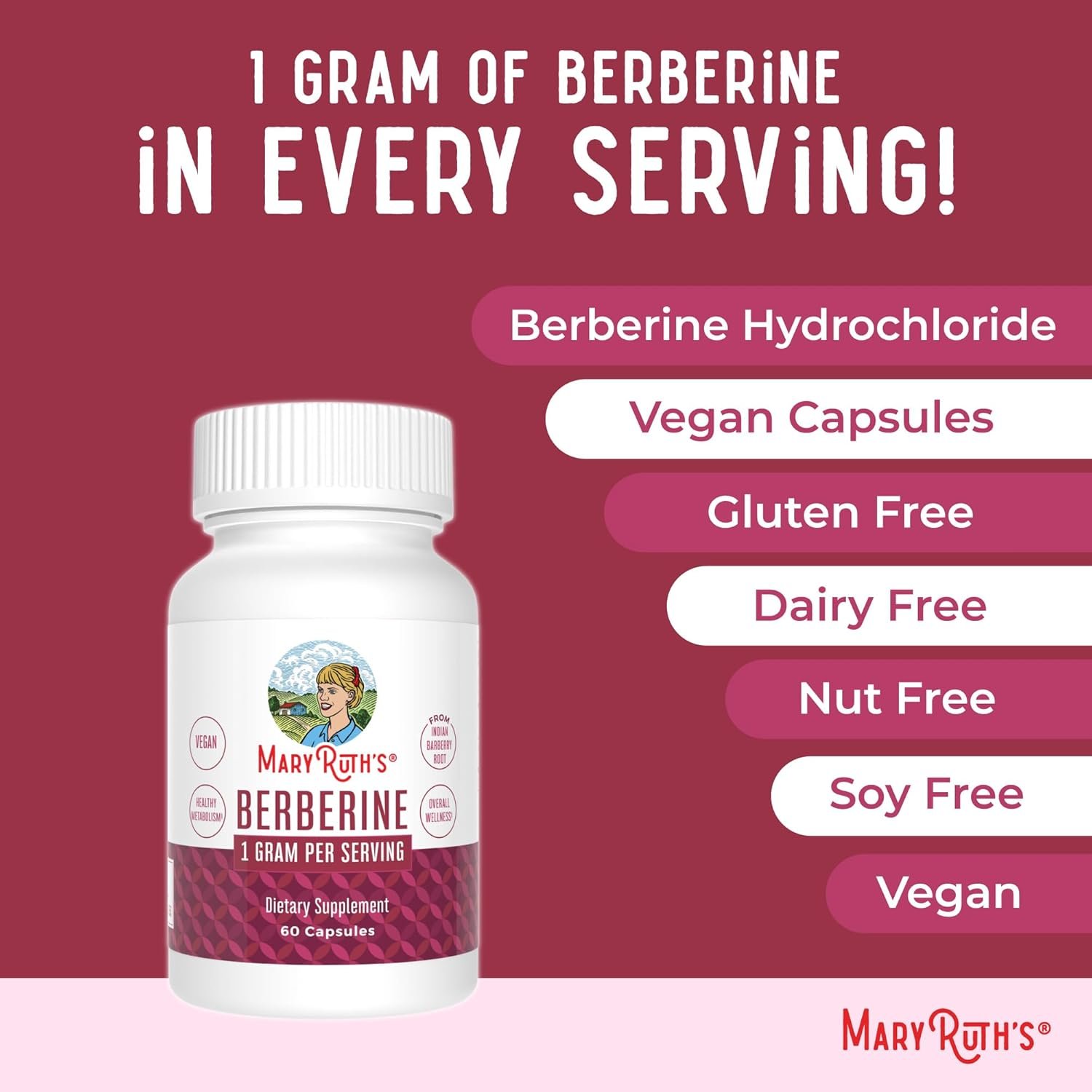 Berberine Supplement by MaryRuth's | Berberine 1000 mg Per Serving | 1 g Berberine | Healthy Metabolism with Diet and Exercise | Overall Health | Vegan Capsules | 30 Serving - Image 8