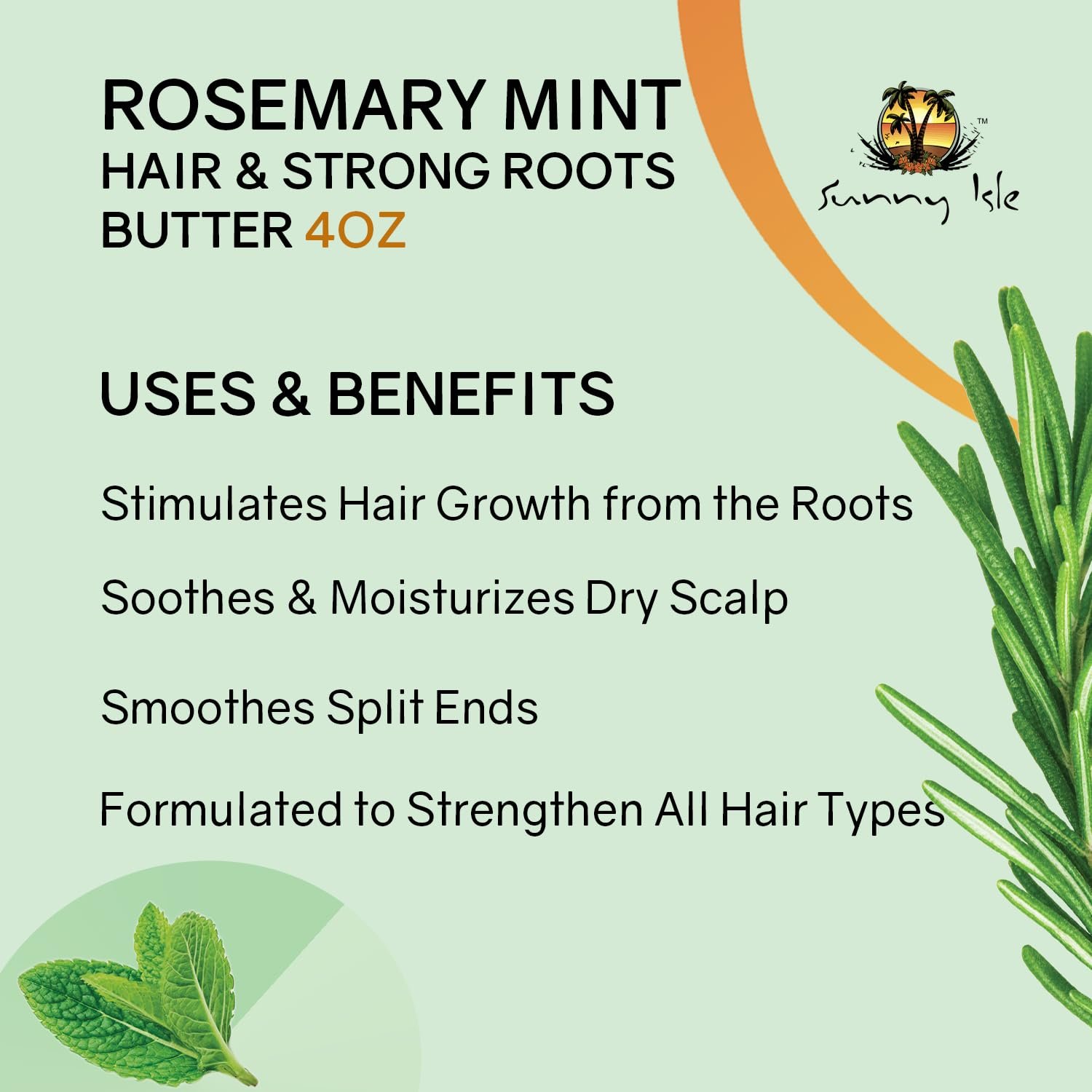 Sunny Isle Rosemary Mint Hair and Strong Roots Butter 2oz | Infused with Biotin & Jamaican Black Castor Oil | Strengthen and Nourish Hair | Dry Scalp, Split Ends - Image 4