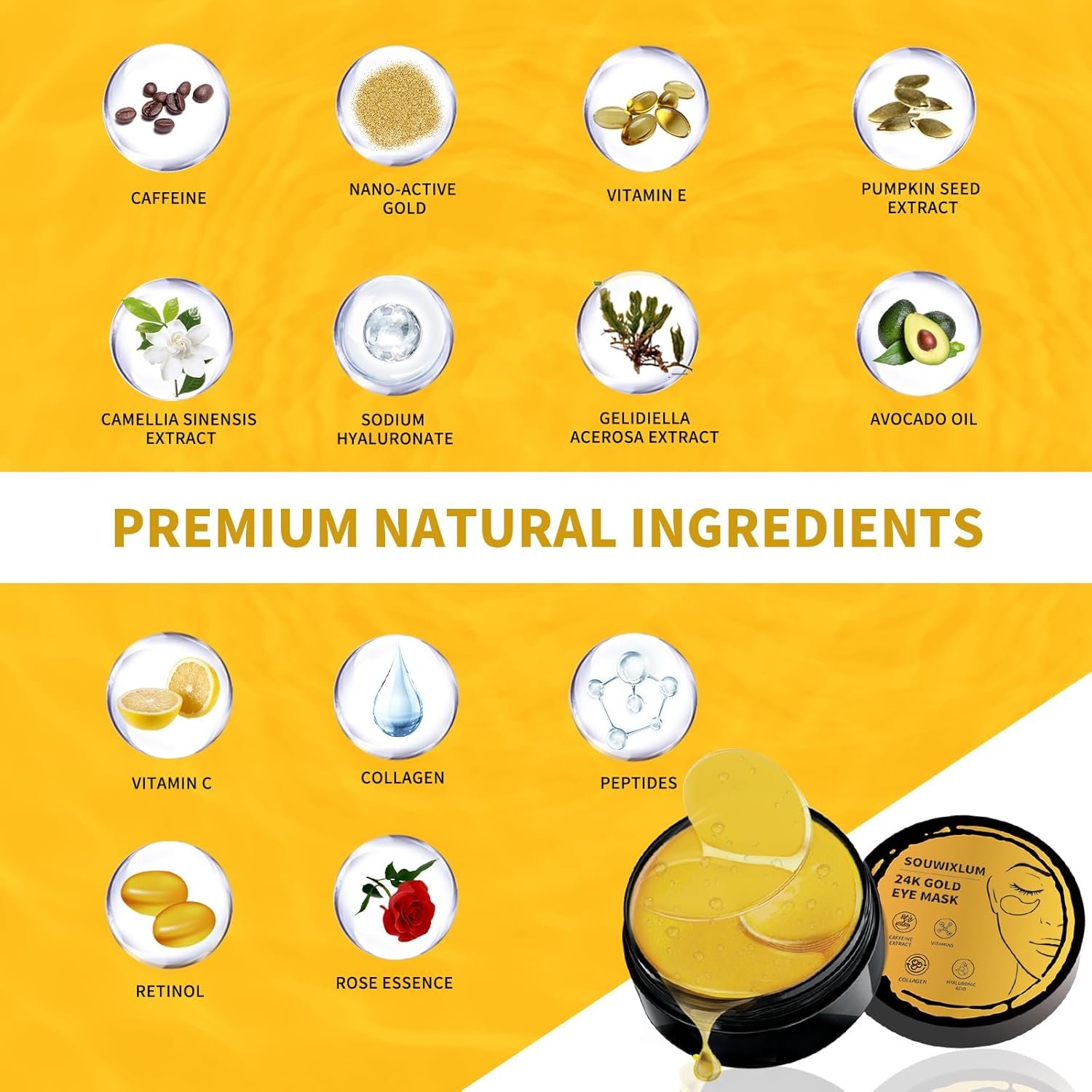 Under Eye Patches For Puffy Eyes 70PCS, 24K Gold Eye Mask For Dark Circles and Puffiness, Under Eye Mask Patches Skincare, Eye Gel Pads, Eye Patches For Wrinkles, Puffy Eyes Bags Treatment Women Men - Image 4