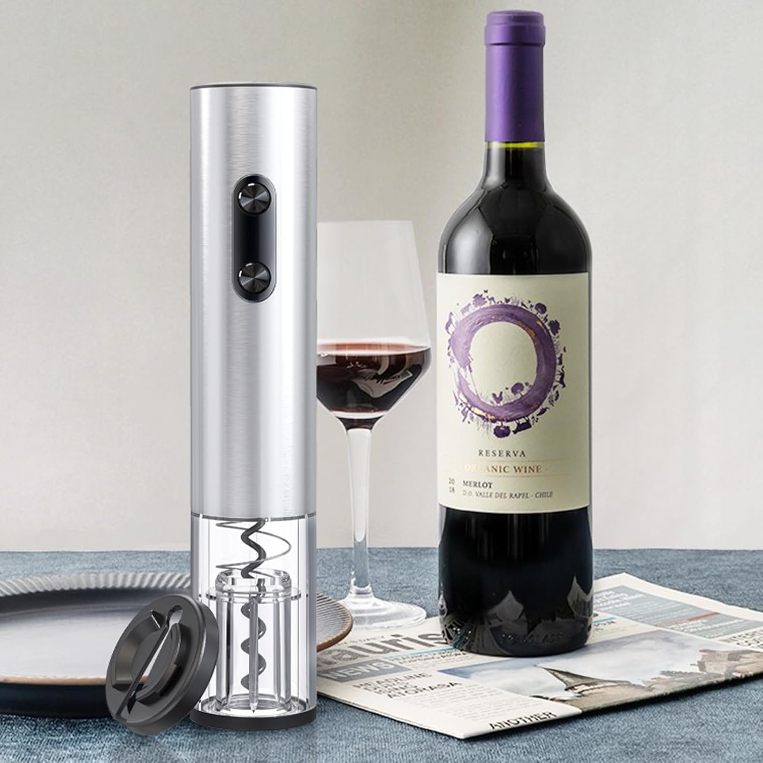 COKUNST Electric Wine Opener, Battery Operated Corkscrews Wine Bottles Openers with Foil Cutter & LED Light, Reusable Automatic Wine Remover Stainless Steel for Wine Lover Home Kitchen Party - Image 8