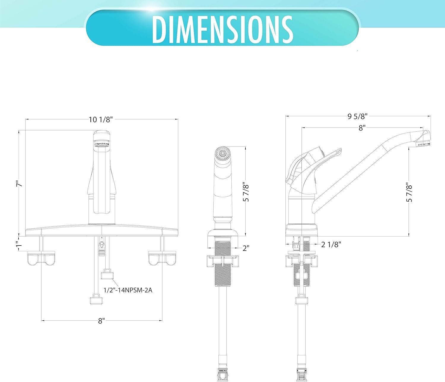 Aqua Vista 22-K81WS-CH-AV Kitchen Sink Faucet with Side Spray, Polished Chrome Single Handle - Image 4