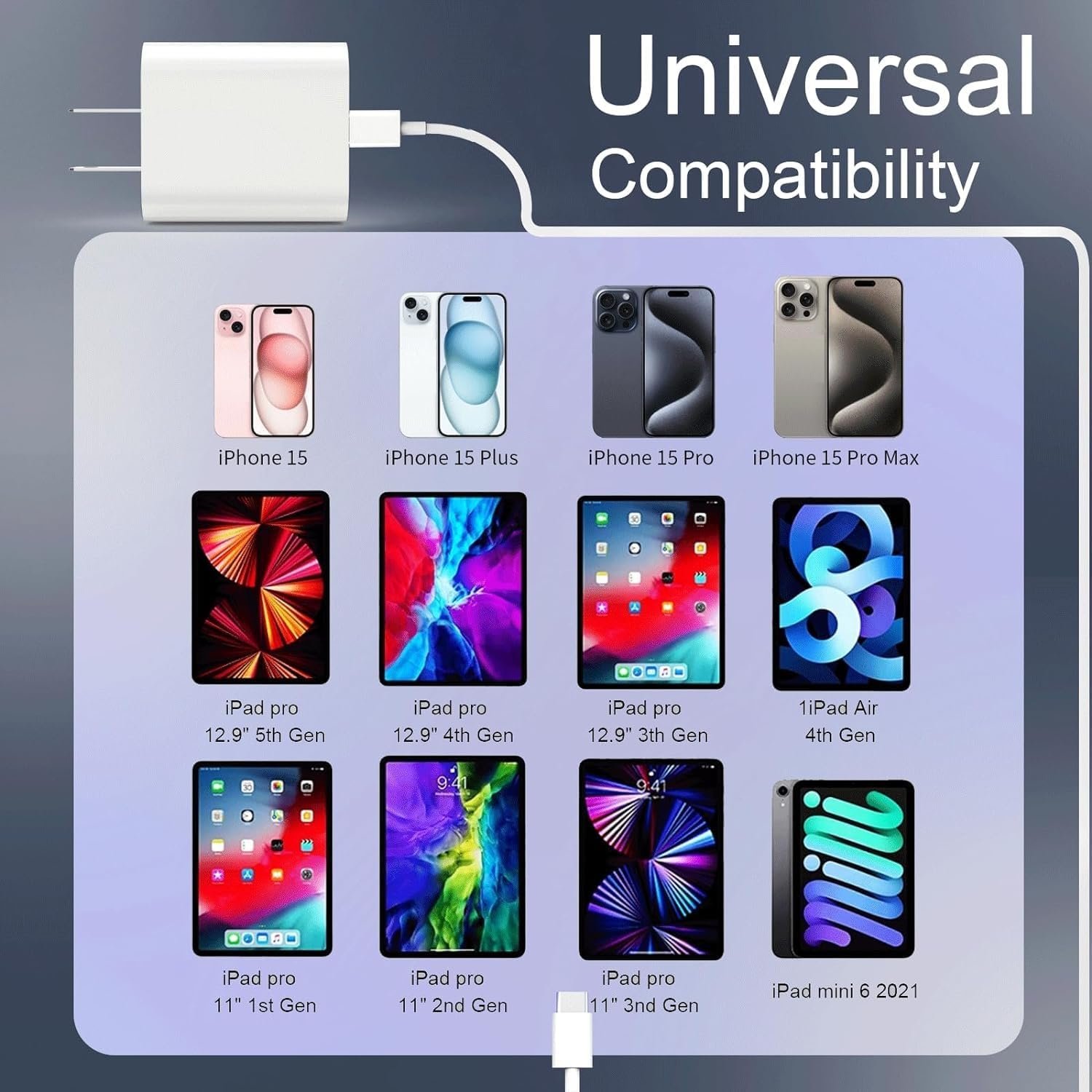 iPhone 16 Pro Max Charger Fast Charging, 2 Pack 20W Type C Fast Charger Block with 2 Pack 6FT USB C to C Cable Compatible for iPhone 16/16 Plus/16 Pro/16 Pro Max/15/15 Plus/15 Pro Max/15 Pro Max - Image 6