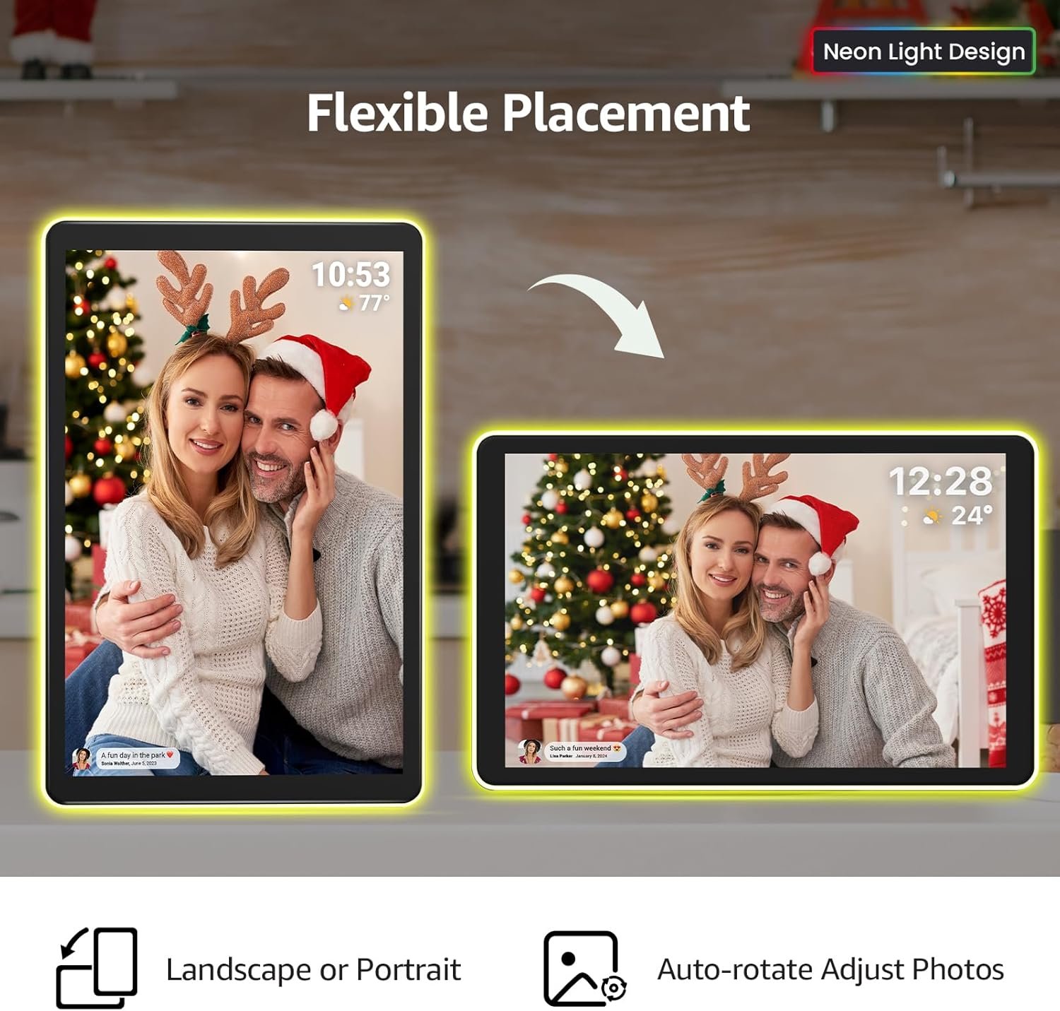 ApoloSign Neon Light Digital Picture Frame - 10.1" HD Display | AI Color-Changing LED Strip Digital Photo Frame | Quick Share Photos/Videos, Easy Setup in Frameo App | Best Digital Frame for Gifting - Image 9