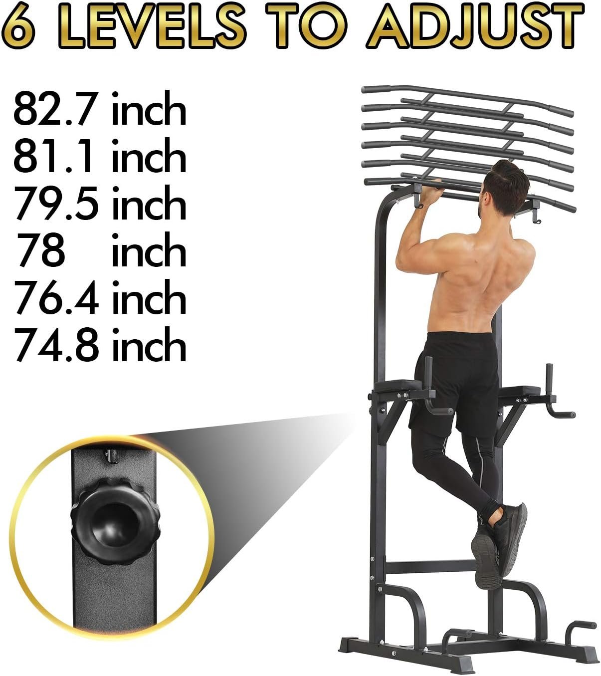 BangTong&Li Power Tower, Pull Up Bar Dip Station/Stand for Home Gym Strength Training Workout Equipment - Image 7