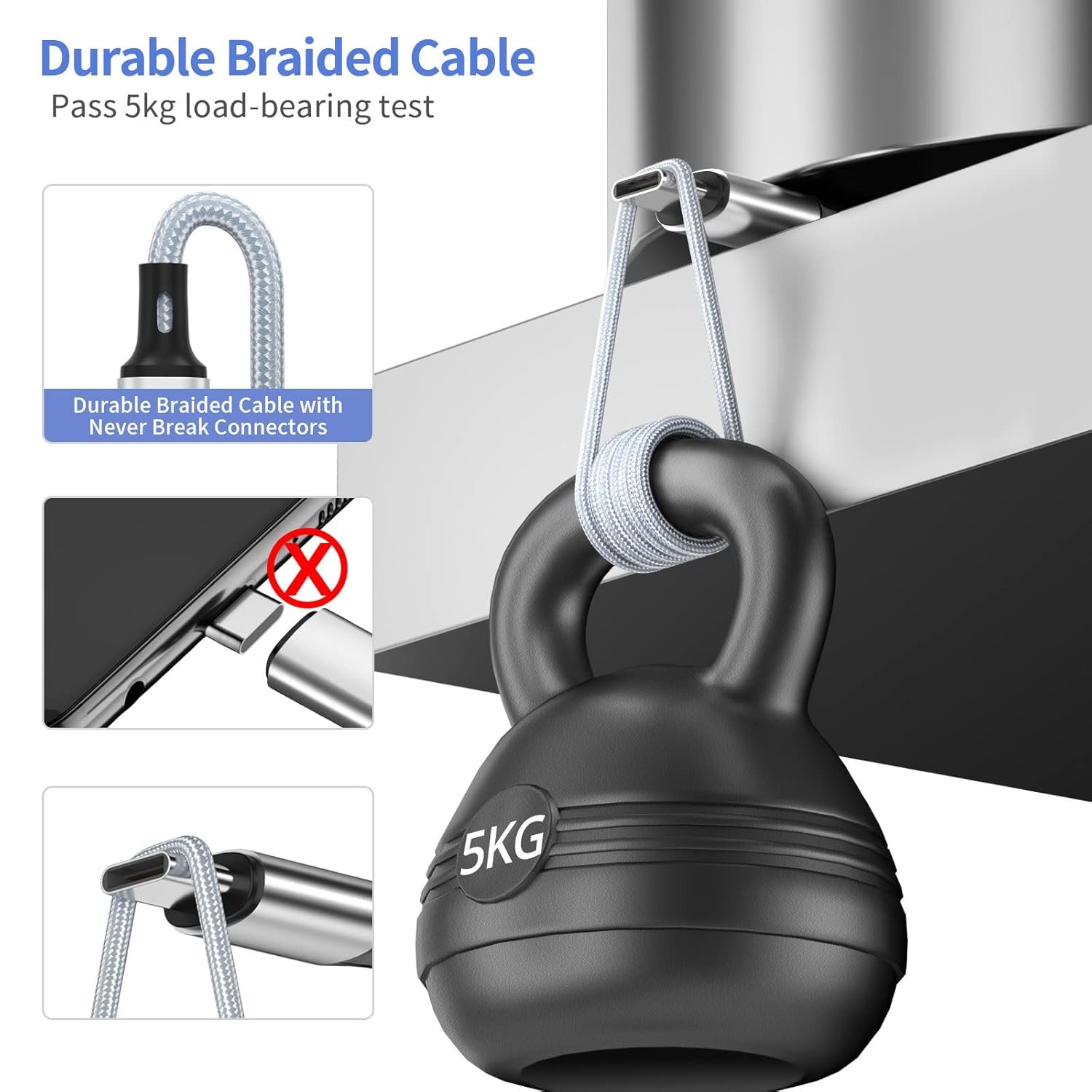 Multi Charging Cable, Multi 3 in 1 iPhone Charging Cable, Lightning/Type-C/Micro USB Universal Port Adapter,1.8M/6FT Long Nylon Braided Phone Charger Cable Adapter for Android/iPhone 15/Samsung-2Pack - Image 7