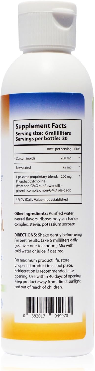Liposomal Curcumin (Tumeric) and Resveratrol, Two powerful antioxidants, Alcohol free, No Soy or Gluten, Non-GMO Sunflower Oil - Image 3