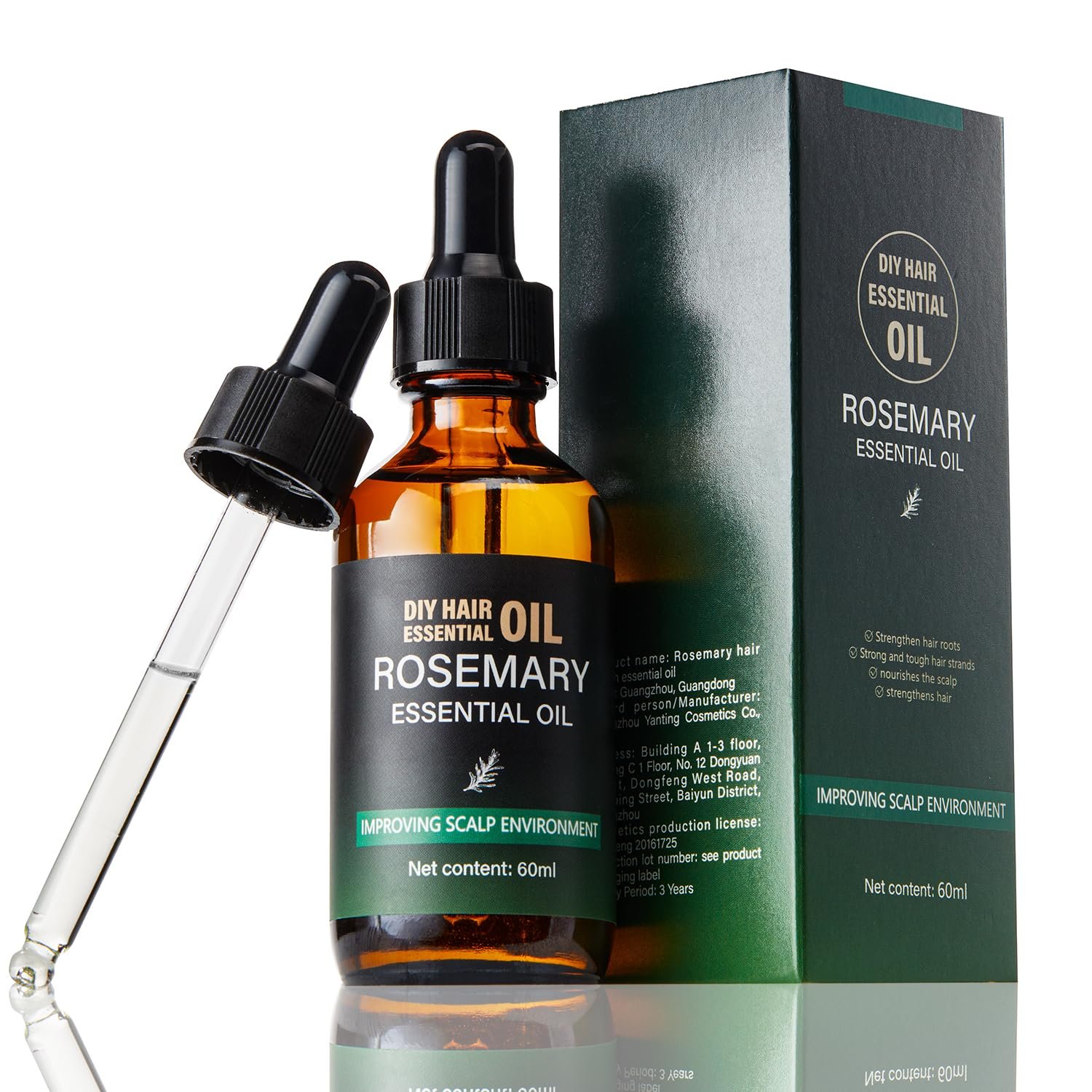 Rosemary Essential Oil for hair, Natural Rosemary Oil for Hair Growth,Hair Care,Hair Oiling,Nourishes The Scalp,Hair Growth Serum For Diffuser & Cleansing Dry Scalp Care (2 Fl Oz) with Glass Dropper - Image 2