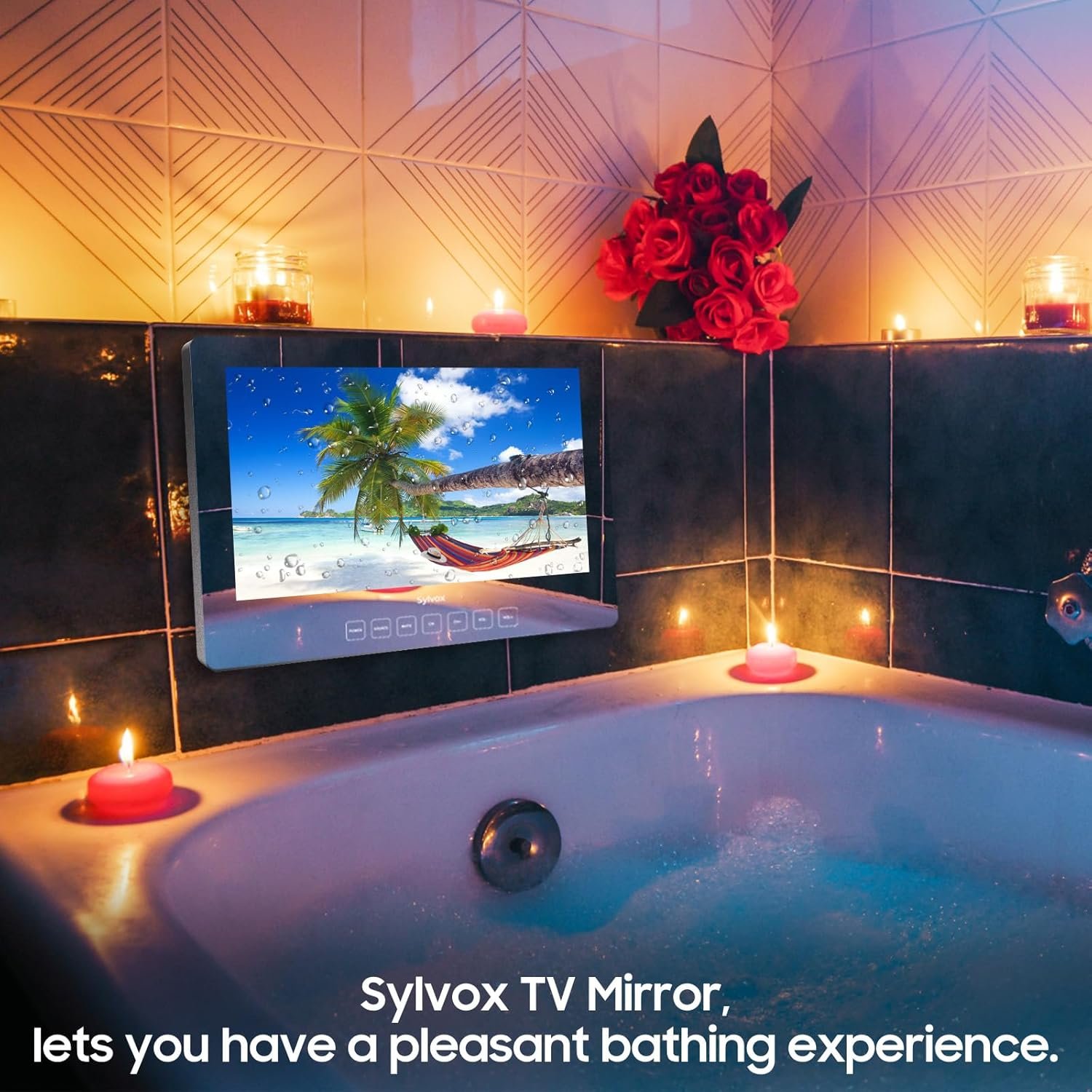 SYLVOX 24'' Smart TV Bathroom Magic Mirror Waterproof LED TV 1080P 500NITS High Brightness Dual Front Speakers Wall mounting Suitable for Bathrooms,Hotels,Saunas - Image 7