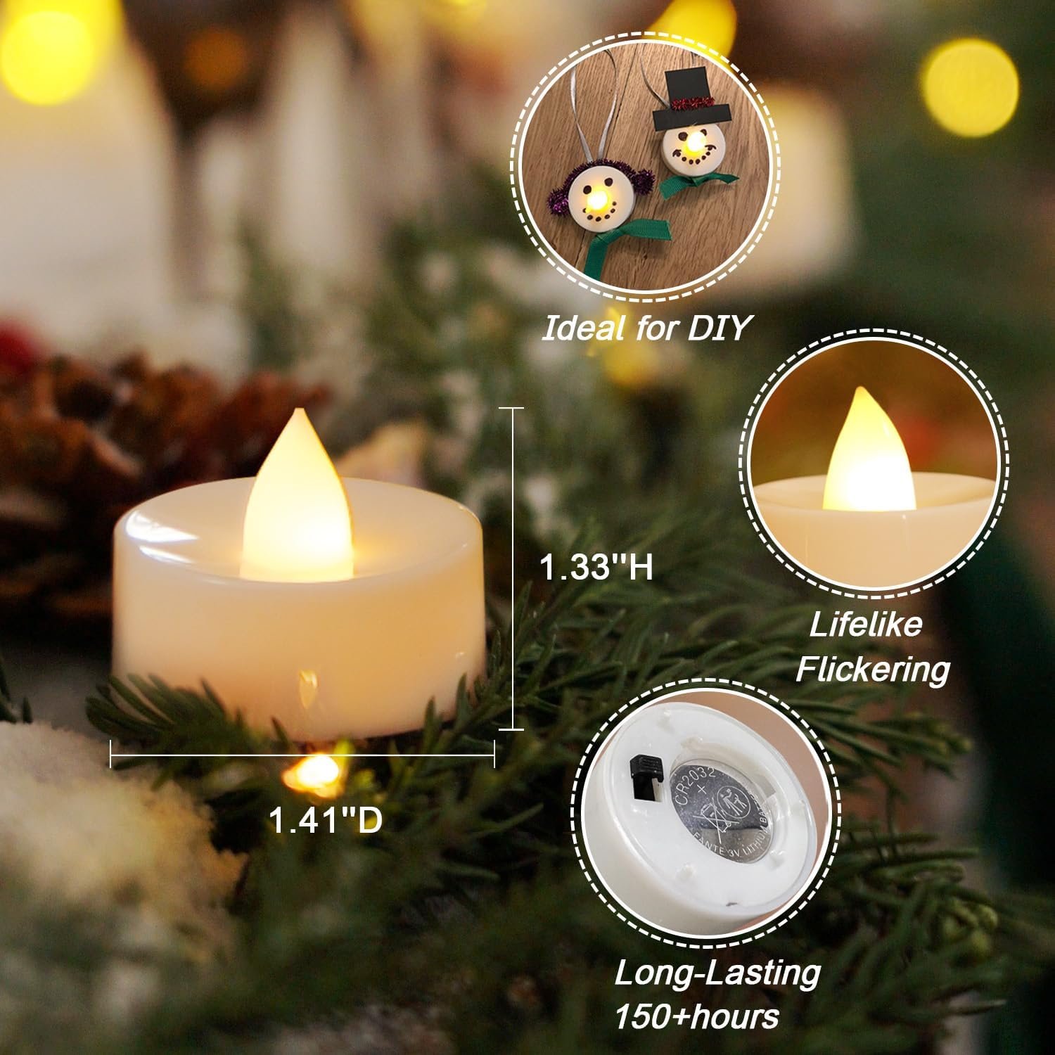 Amagic 30Pcs Flickering Flameless Tea Lights Battery Operated, 200+ Hours Long Lasting Electric Candle for Wedding Table Centerpiece, Home Decor, Gift, Holiday Decor - Image 3