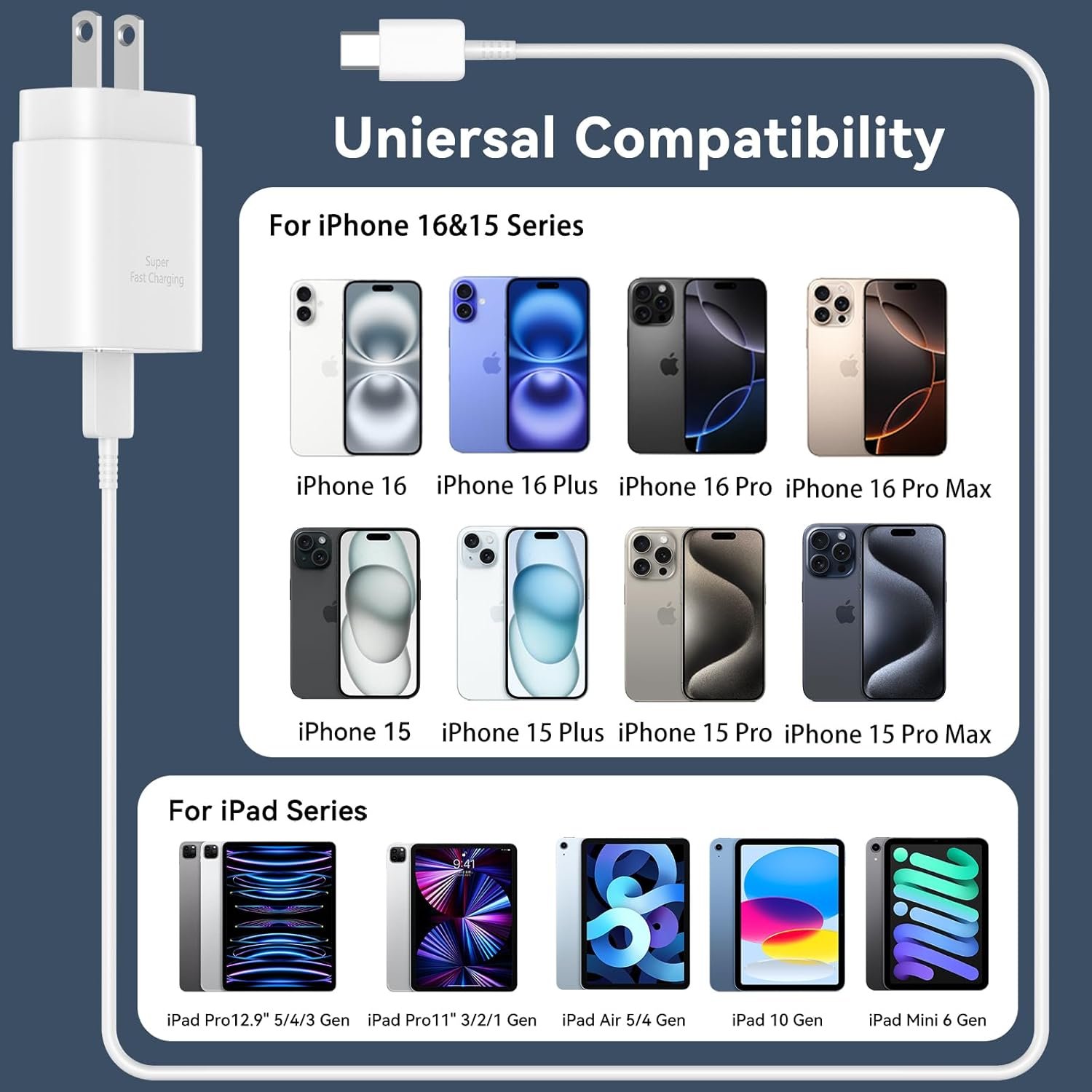 iPhone 16 15 Pro Max Charger Fast Charging USB C Charger Block, 30W USB-C Charger with 10 FT Type C Fast Charging Long Cable Cord for iPhone 16 Pro Max/16 Pro/16 Plus/16/15 Pro Max/15Pro/15/GalaxyS24 - Image 5