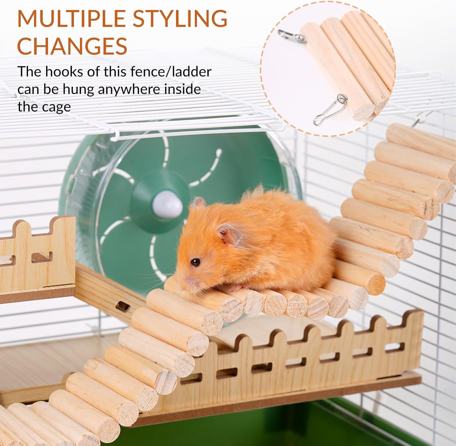 23 Pcs Hamster Toys, Small Animal Toys Set Including Hamster Chew Toys, Ladder, Seesaw, Swing, Apple Stick, Bridge for Hamster, Guinea Pig, Rat, Gerbil - Image 5
