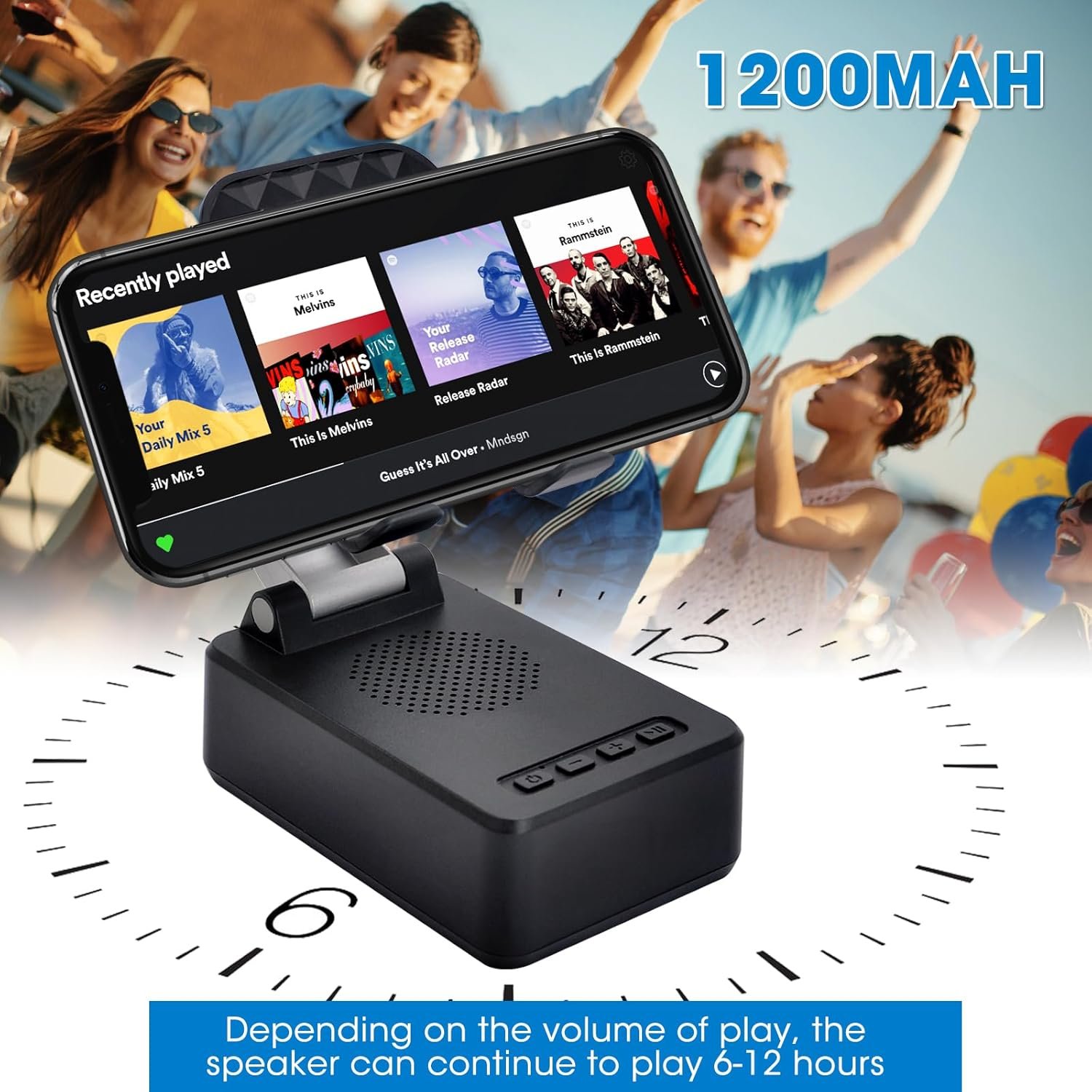 Cell Phone Stand with Bluetooth Speaker HD Surround Sound Bluetooth Speaker Adjustable Phone Holder Gifts for Women Men Wide Compatible with Cell Phone and Tablet (A-Black) - Image 7