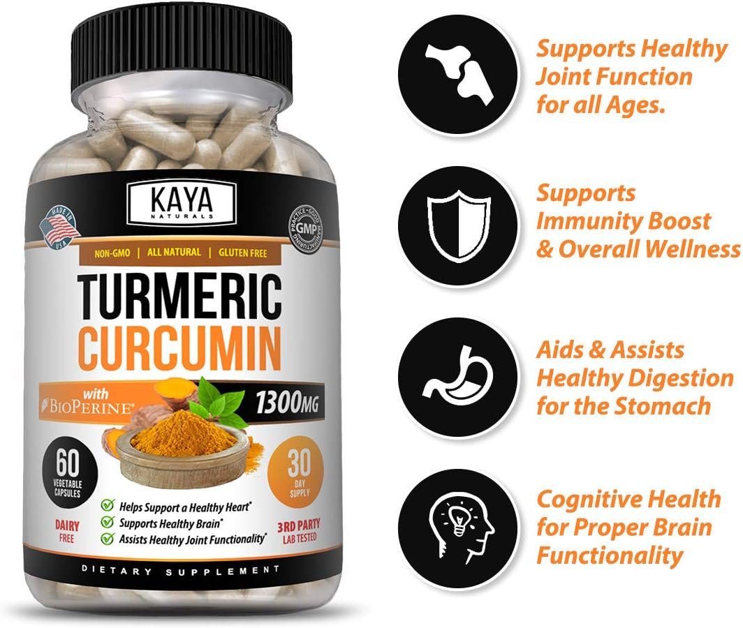 Kaya Naturals Turmeric Platinum, 60 Count Capsules, Bioperine, Premium Joint Support with 95% Standardized Curcuminoids - 60 Capsules - Image 5